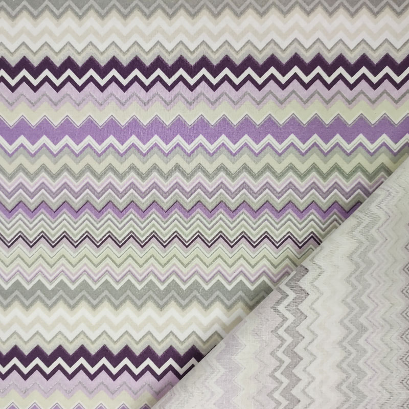 Leggero tessuto di cotone zig zag viola
