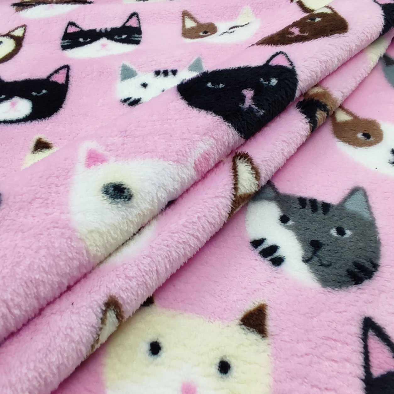 tessuto pile al metro gatti rosa