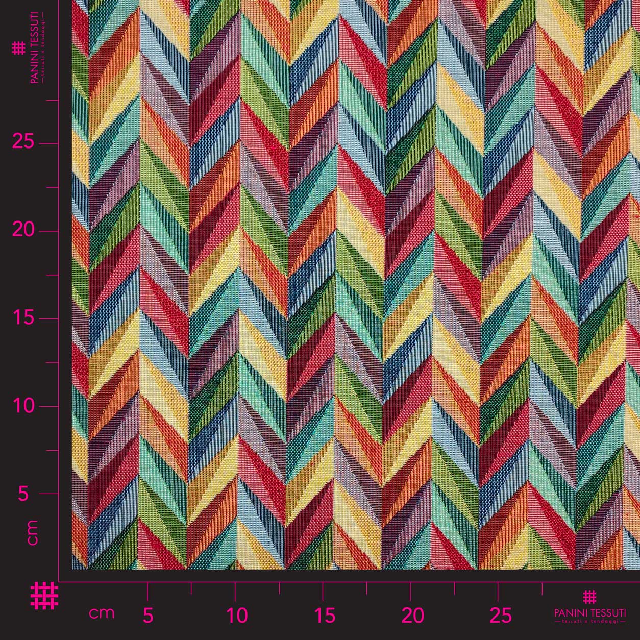 tessuto gobelin zig zag geometrico colorato