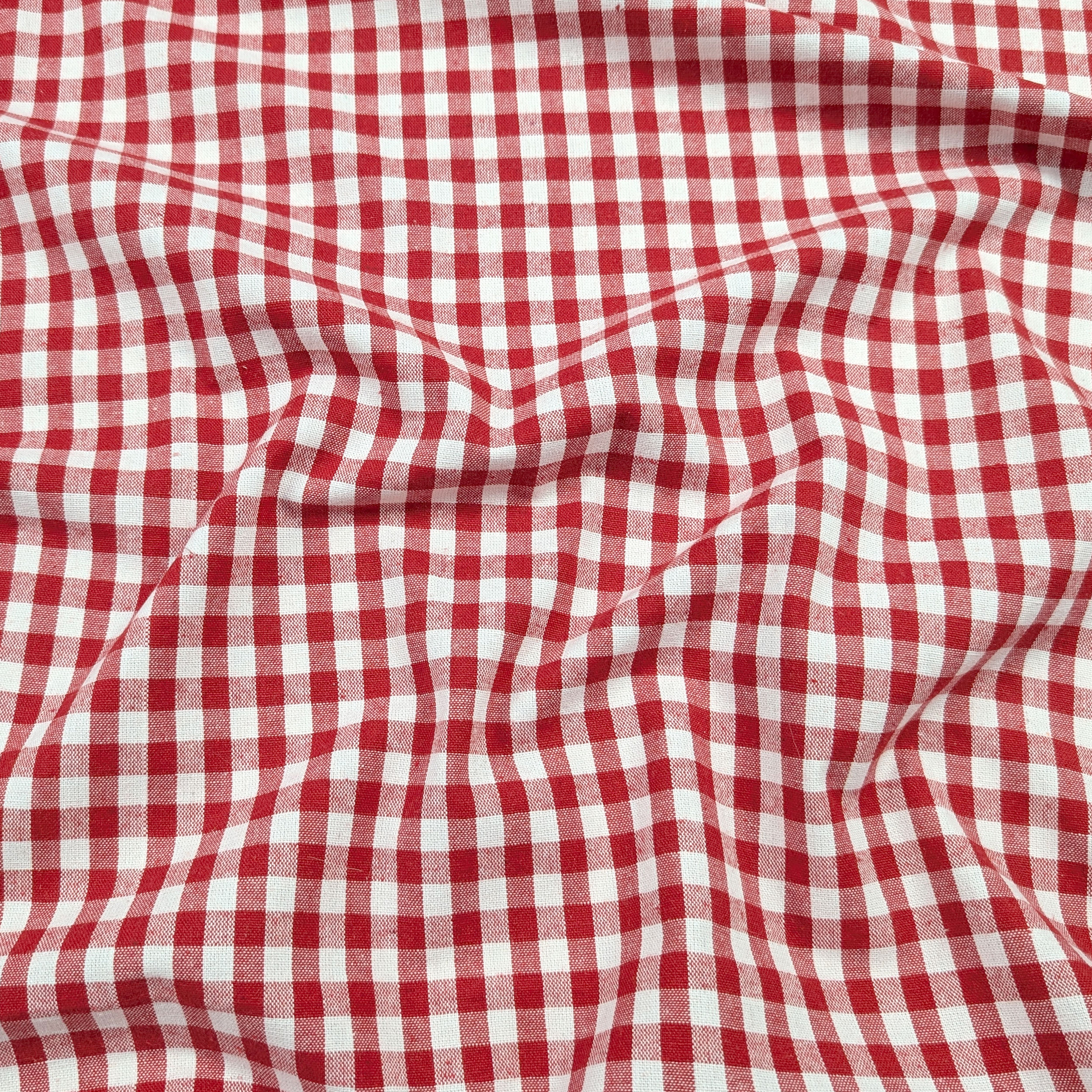 Cotone Lavato Tinto in Filo Quadretti Rossi Image