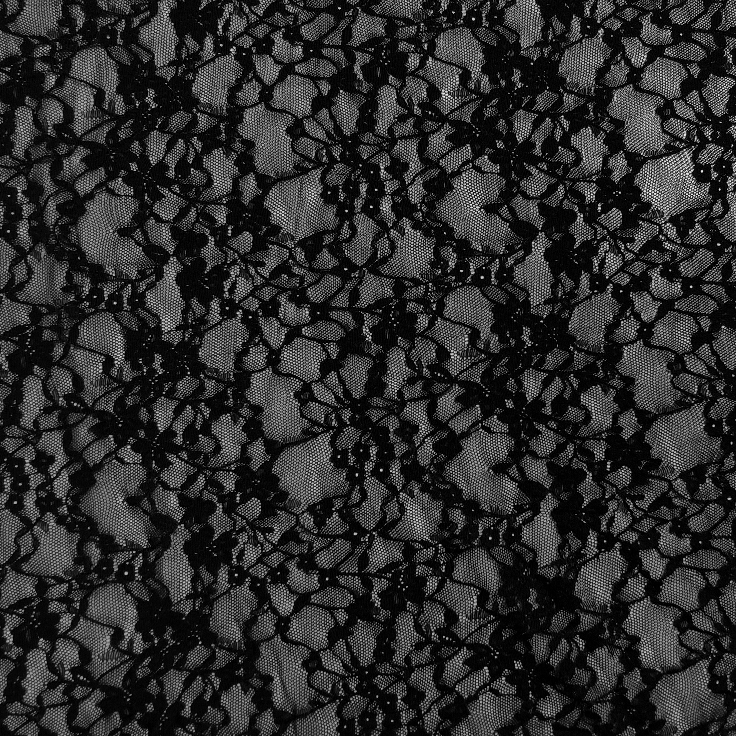 Pizzo Elastico Floreale in Nero