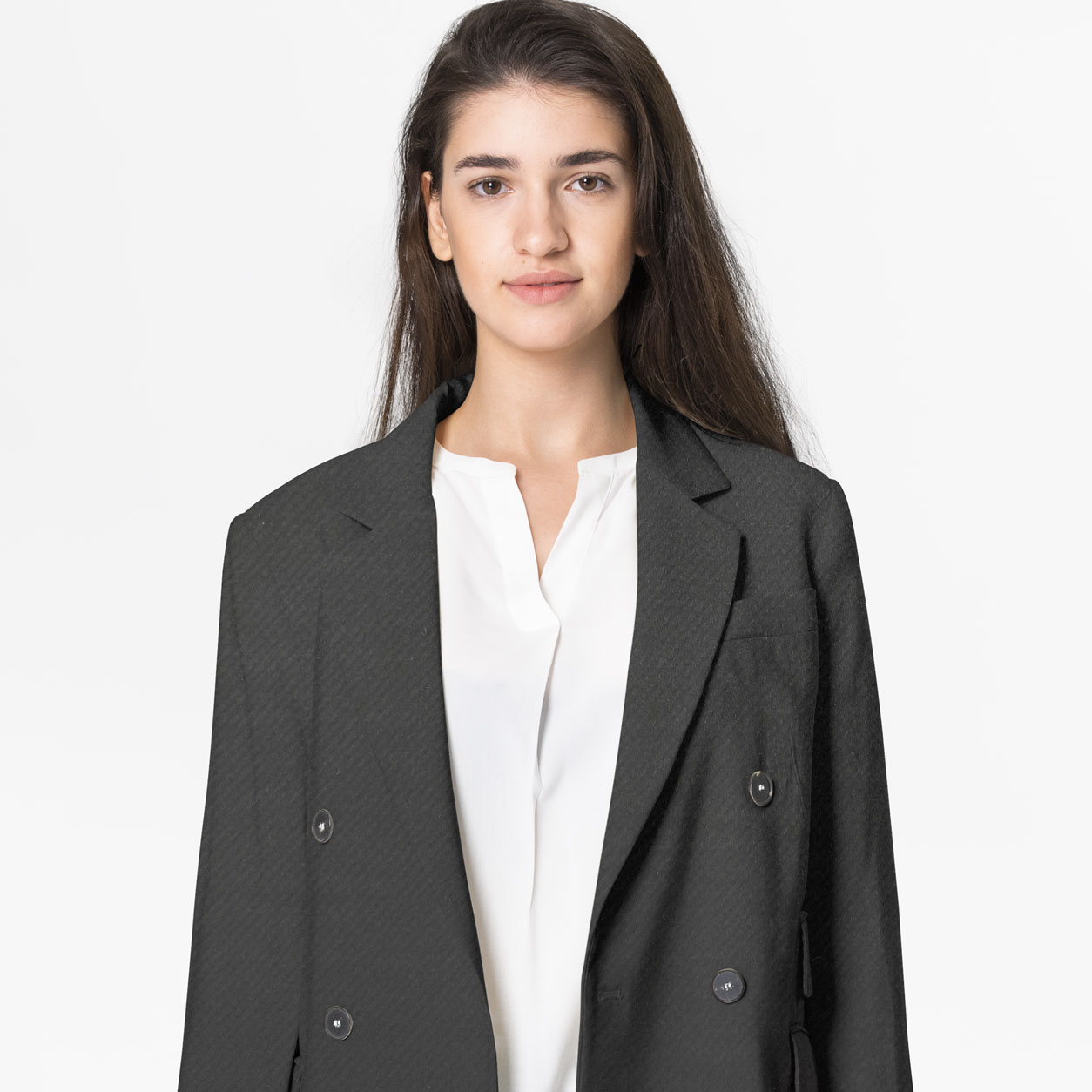 Tessuto Cappotto Tipo Velour Nero Image