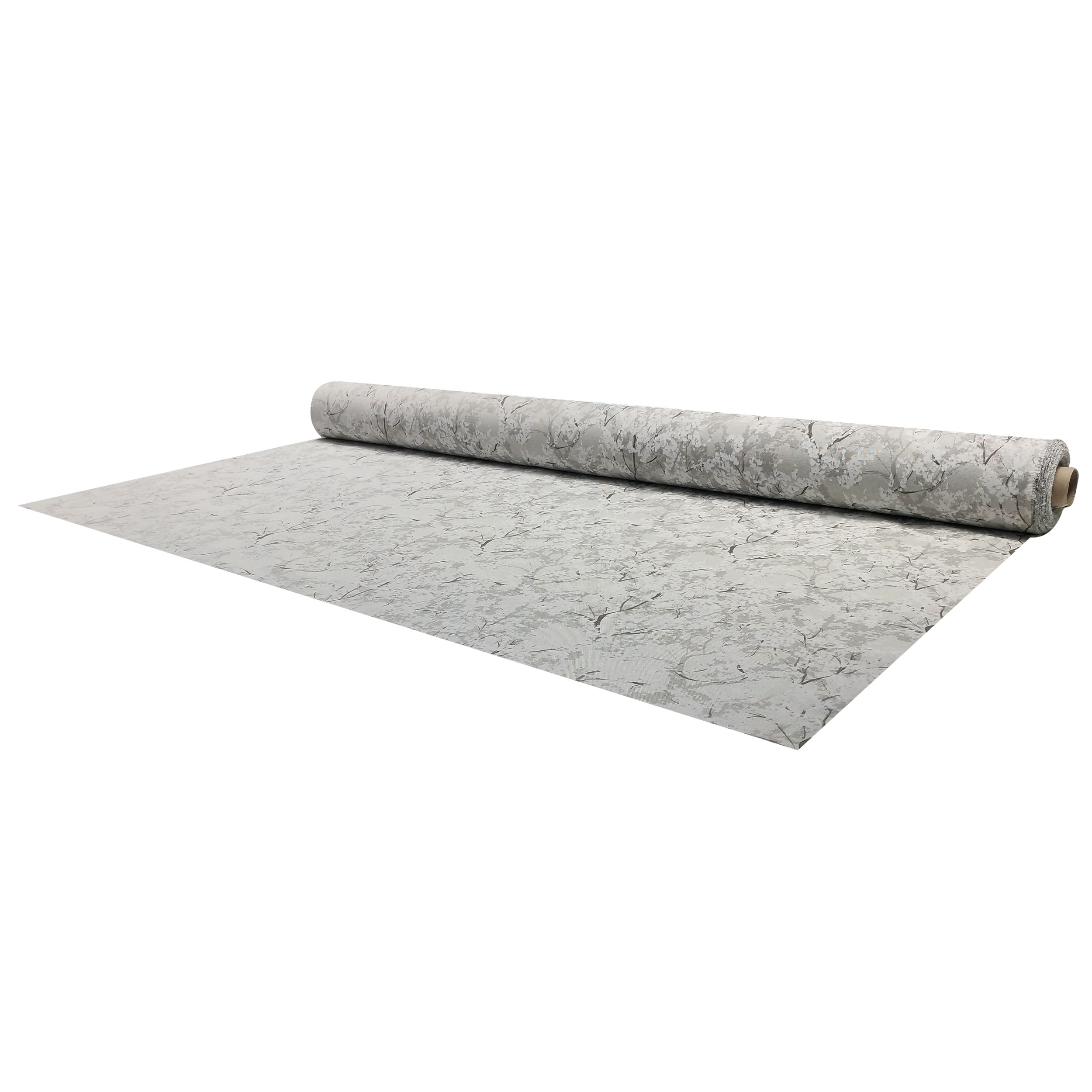 Misto Cotone Grigio con Alberi Fioriti