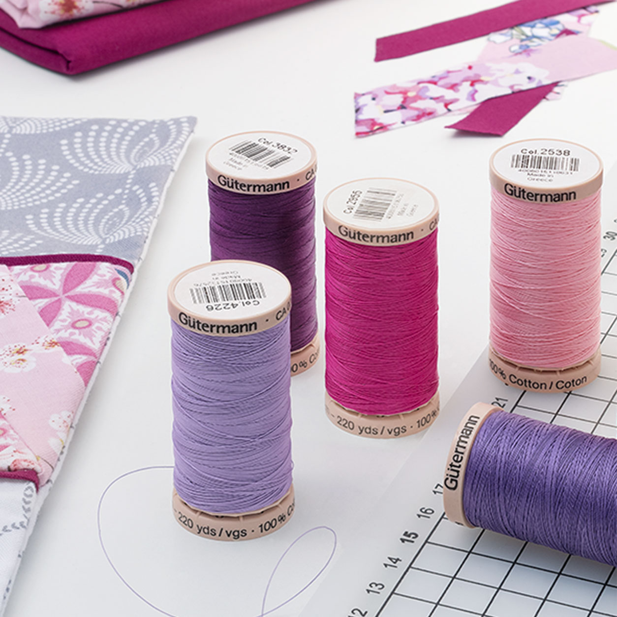 Gutermann Filo per Quilting a Mano 6 Bobine Toni del Rosa