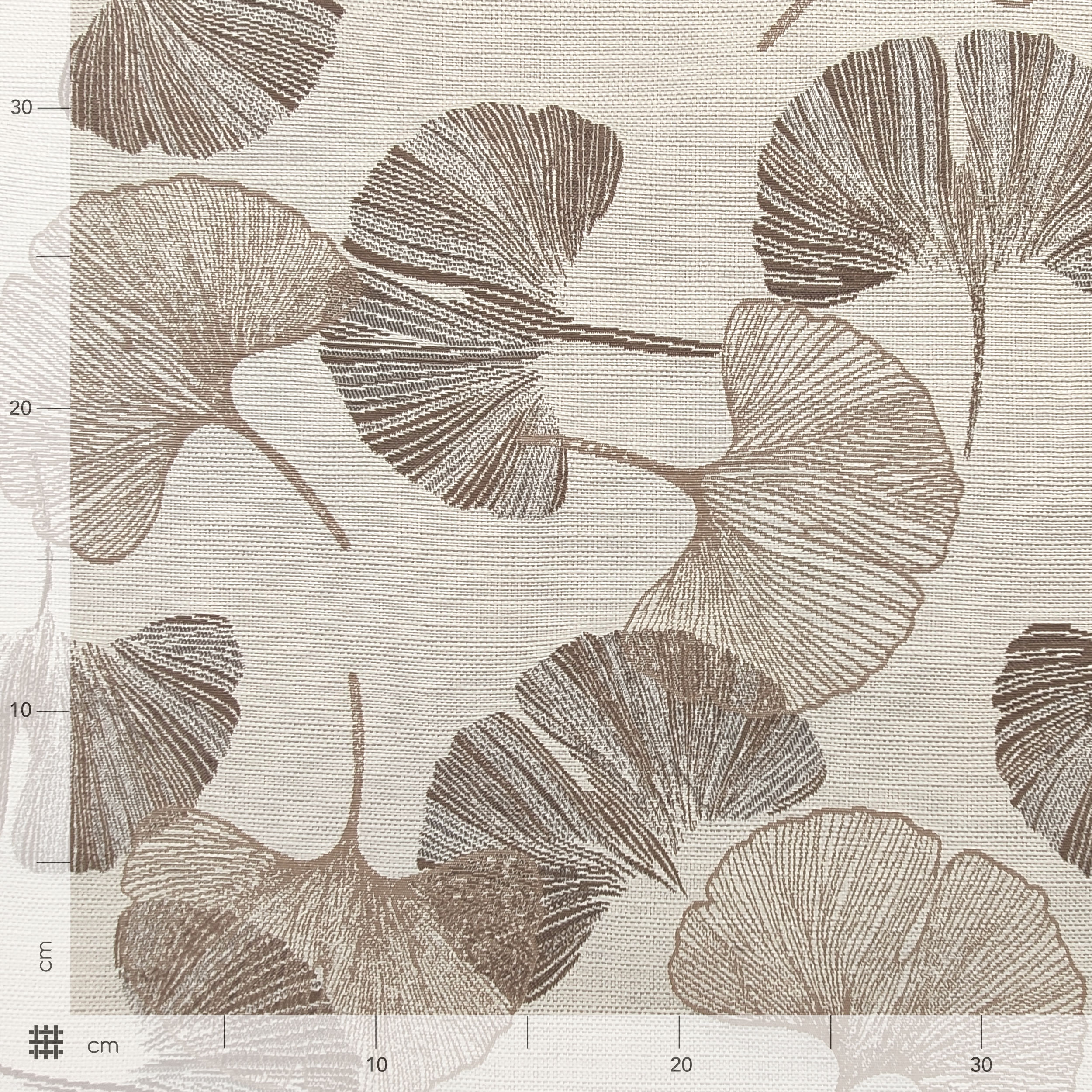 Misto Cotone Arredo Foglie Ginkgo Marroni