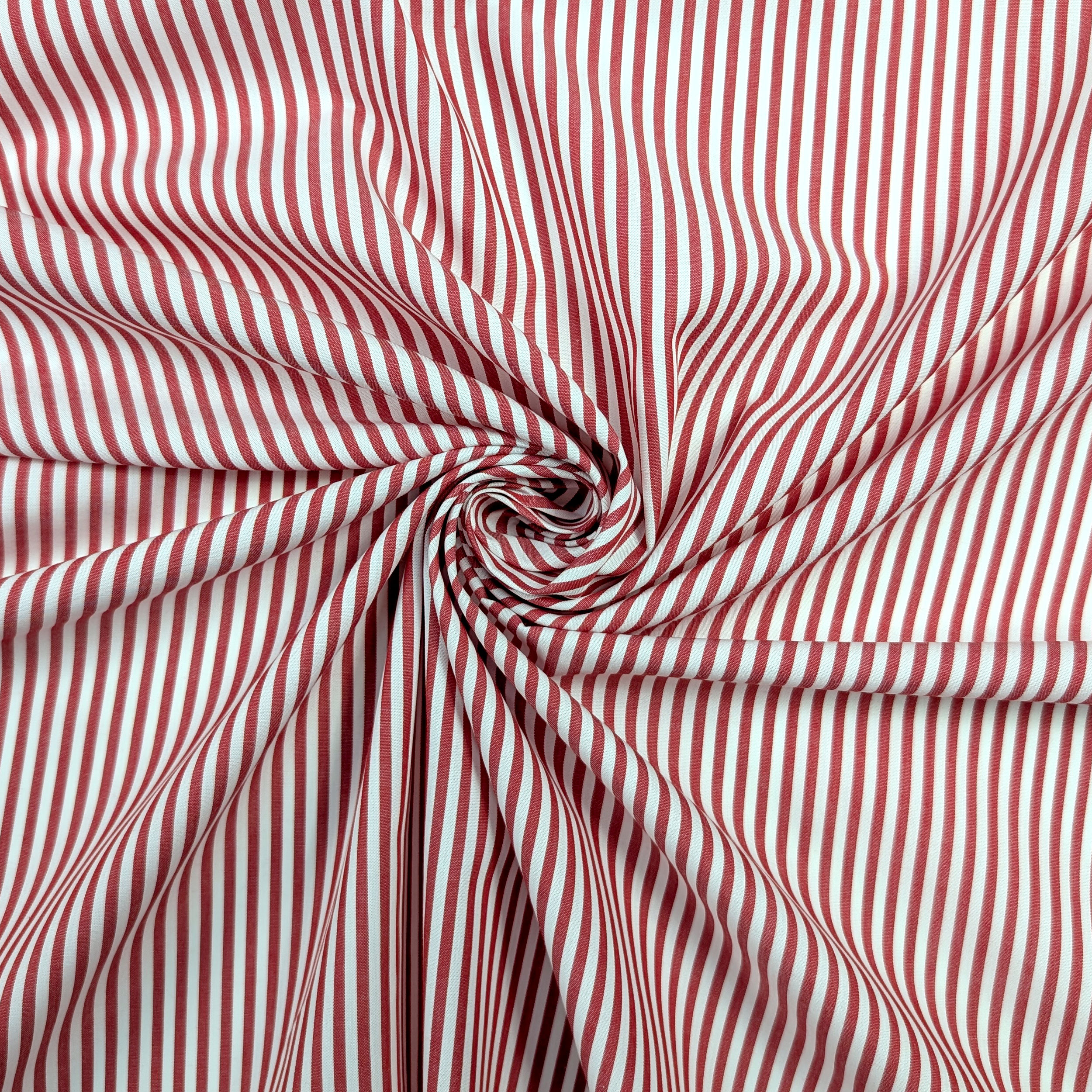 Cotone per Camiceria Righe Rosse Image