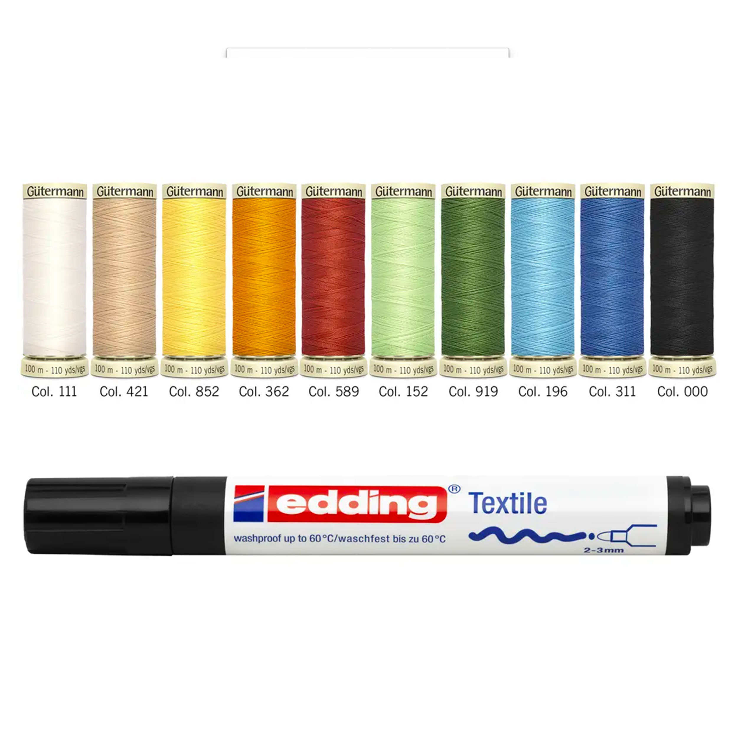 Gutermann Cucitutto 10 Bobine 100 m con Pennarello Tessuti