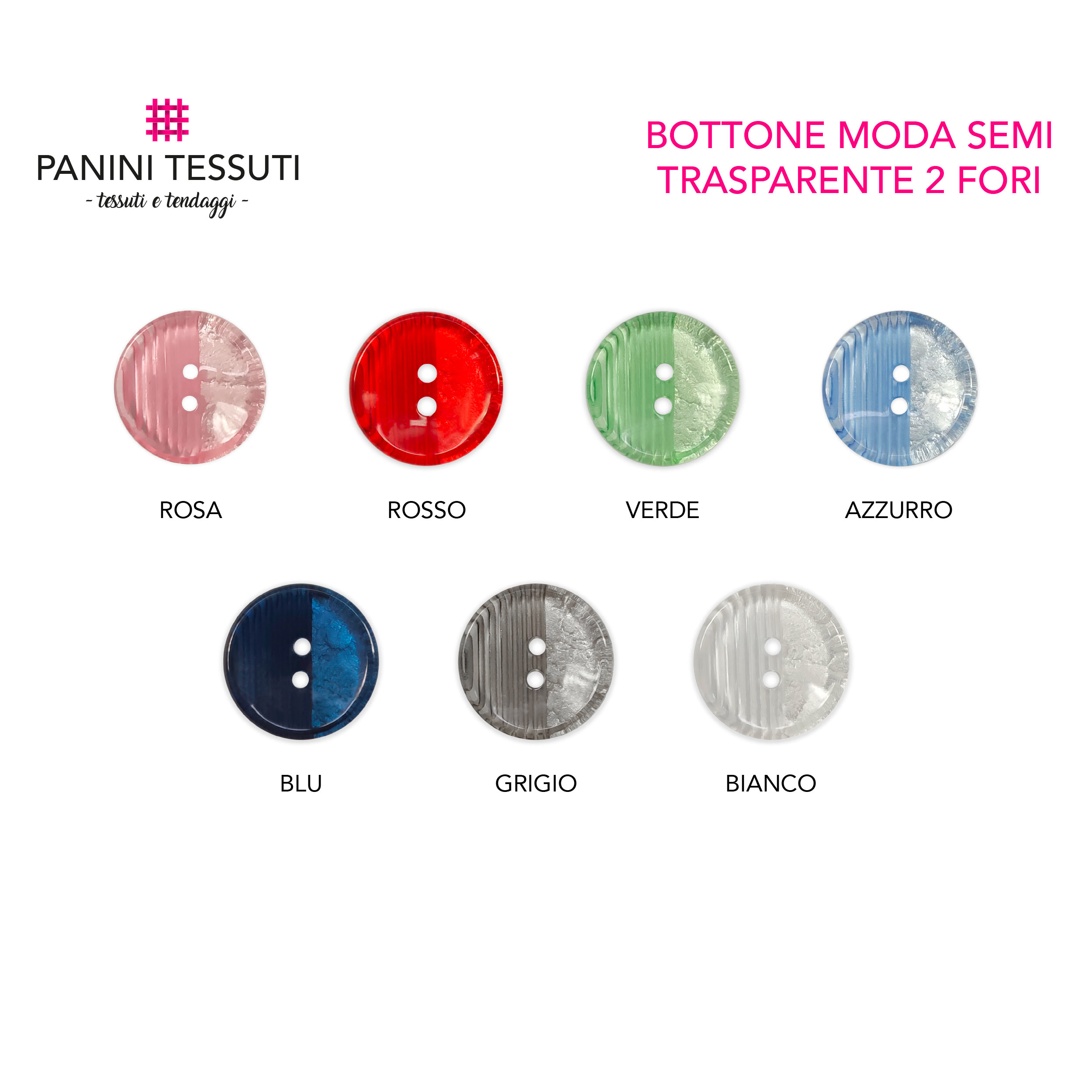 Bottone Moda Semi Trasparente 2 Fori Image