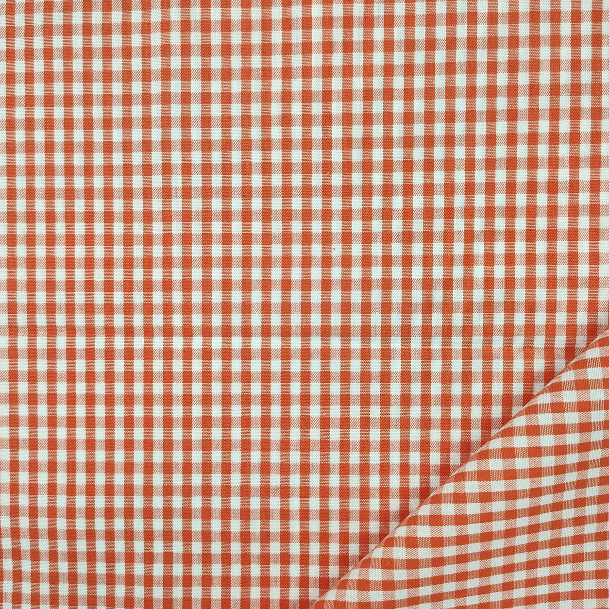 Cotone leggero quadretti medi tinto in filo arancione