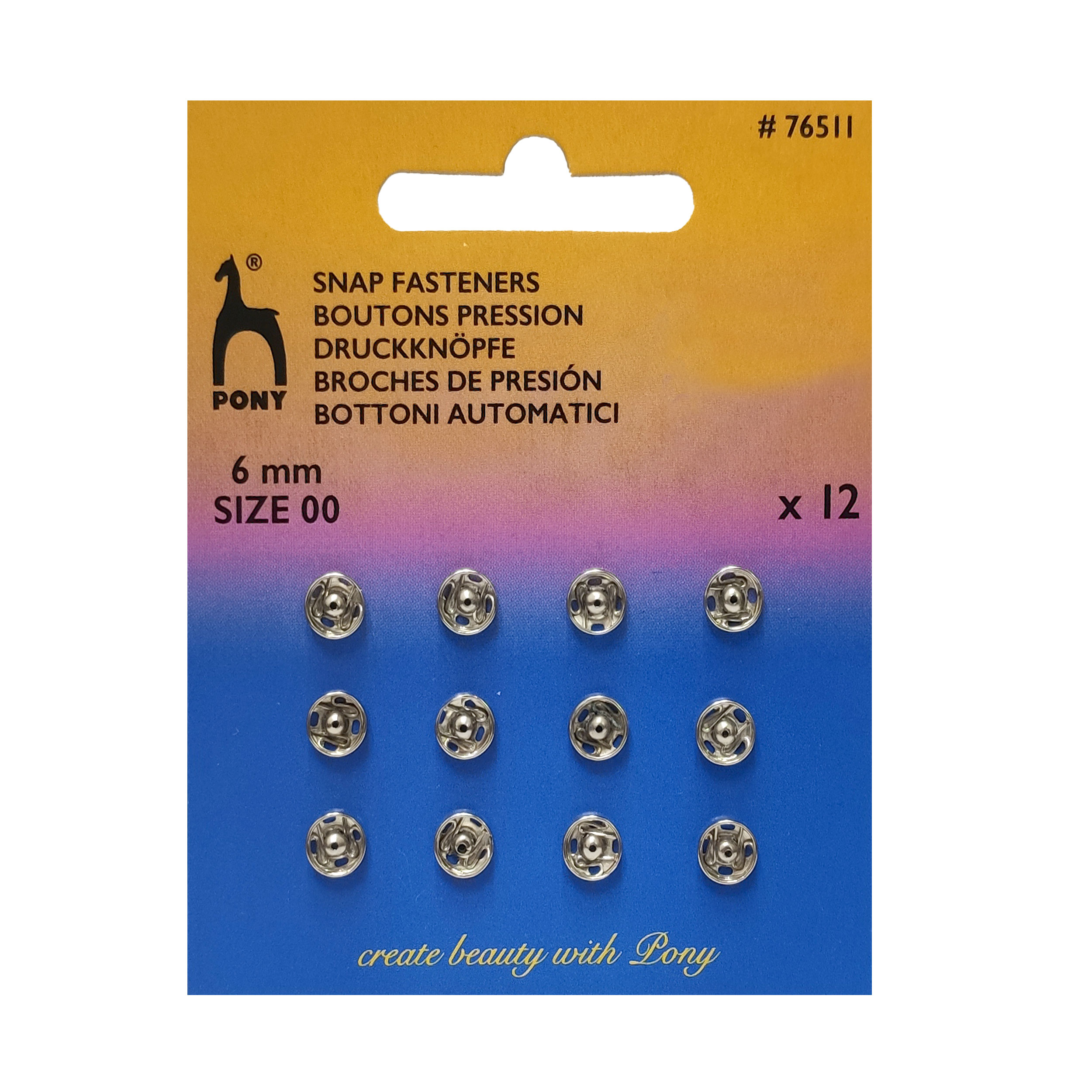 Bottoni Automatici Pony Argento 6 mm