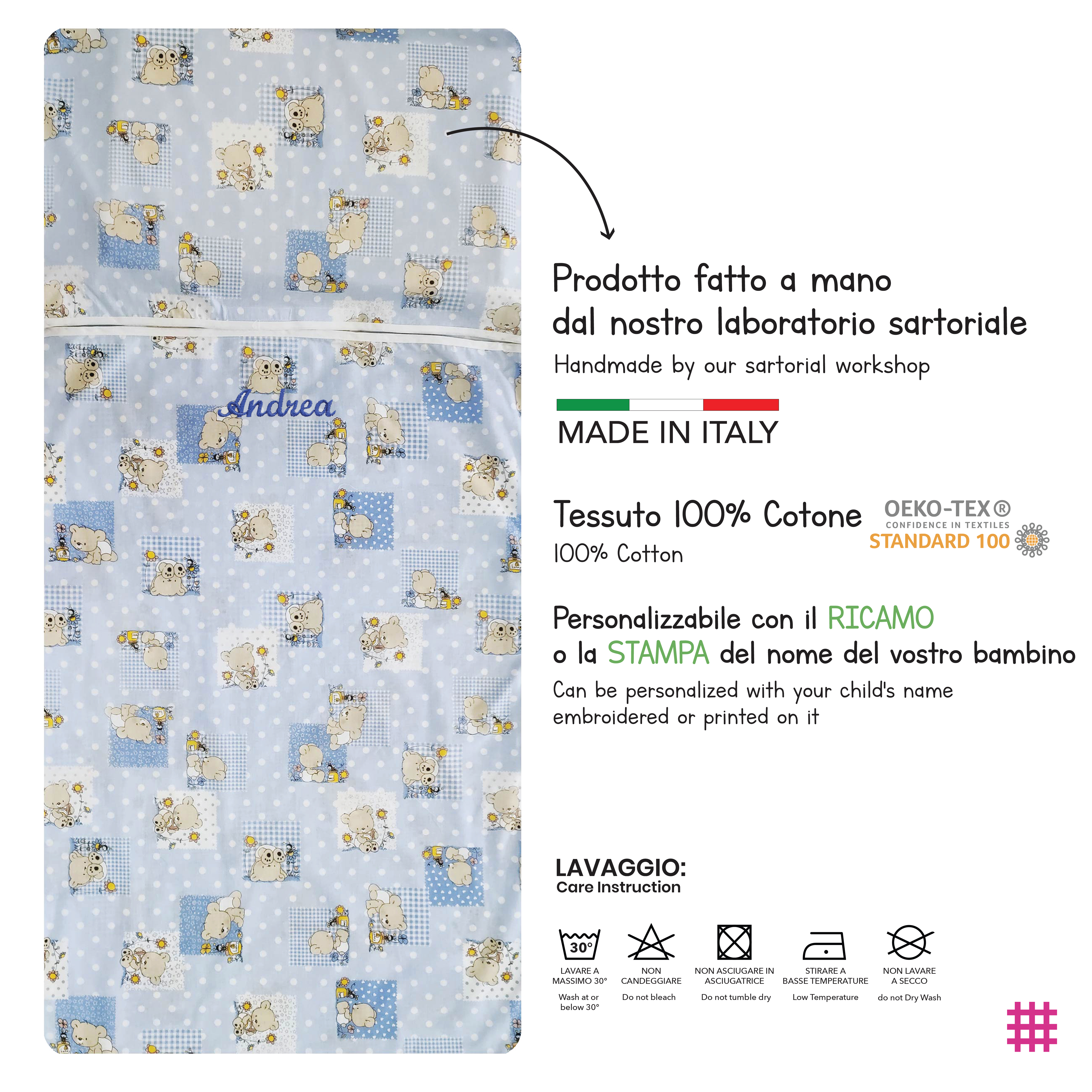 Sacco Nanna Estivo Orsetti e Api Azzurro Image