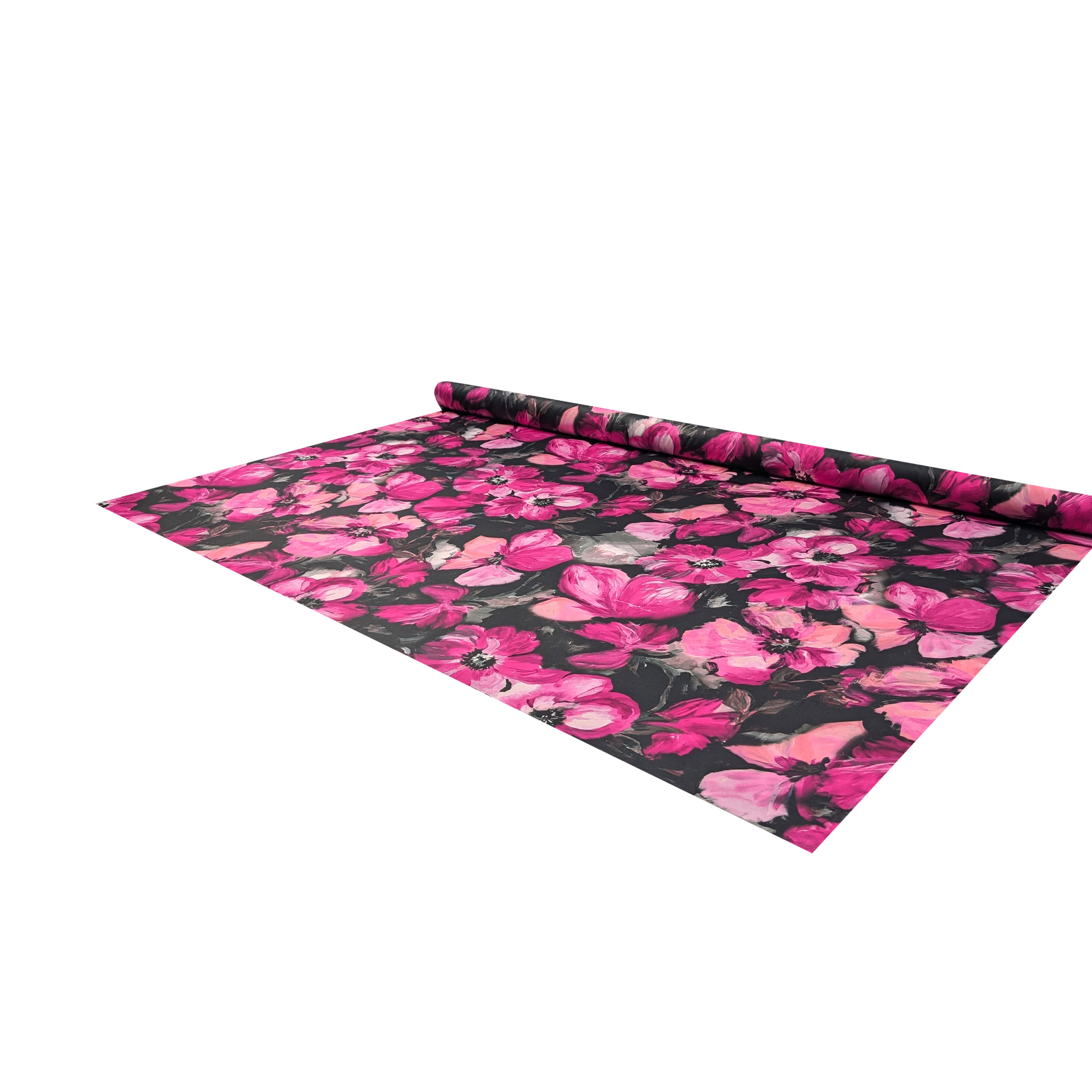 Raso Setato Alta Moda Floreale Acquerellato Fuxia Image