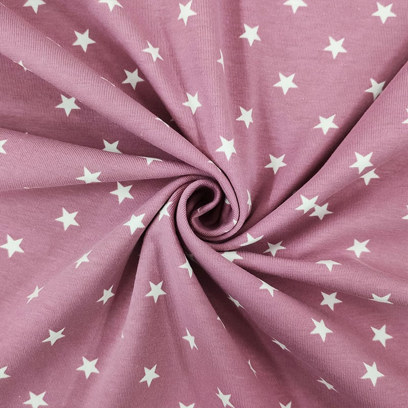 Tessuto Jersey Stelline Rosa