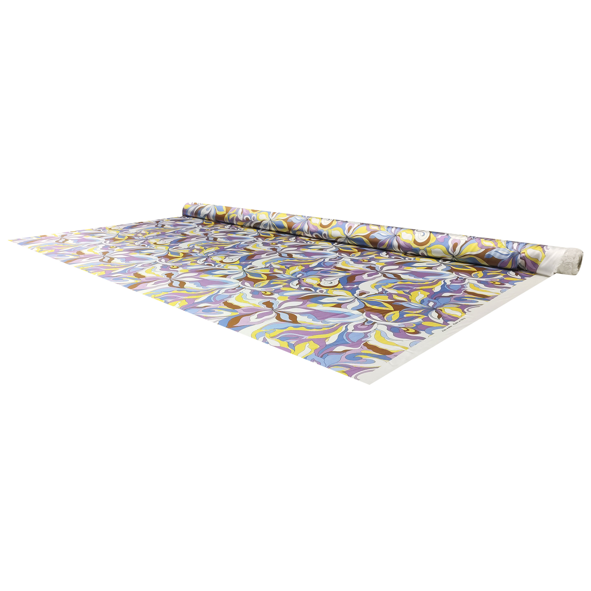 Rasetto Elasticizzato Setato Moda Fiori Astratti Lilla e Giallo