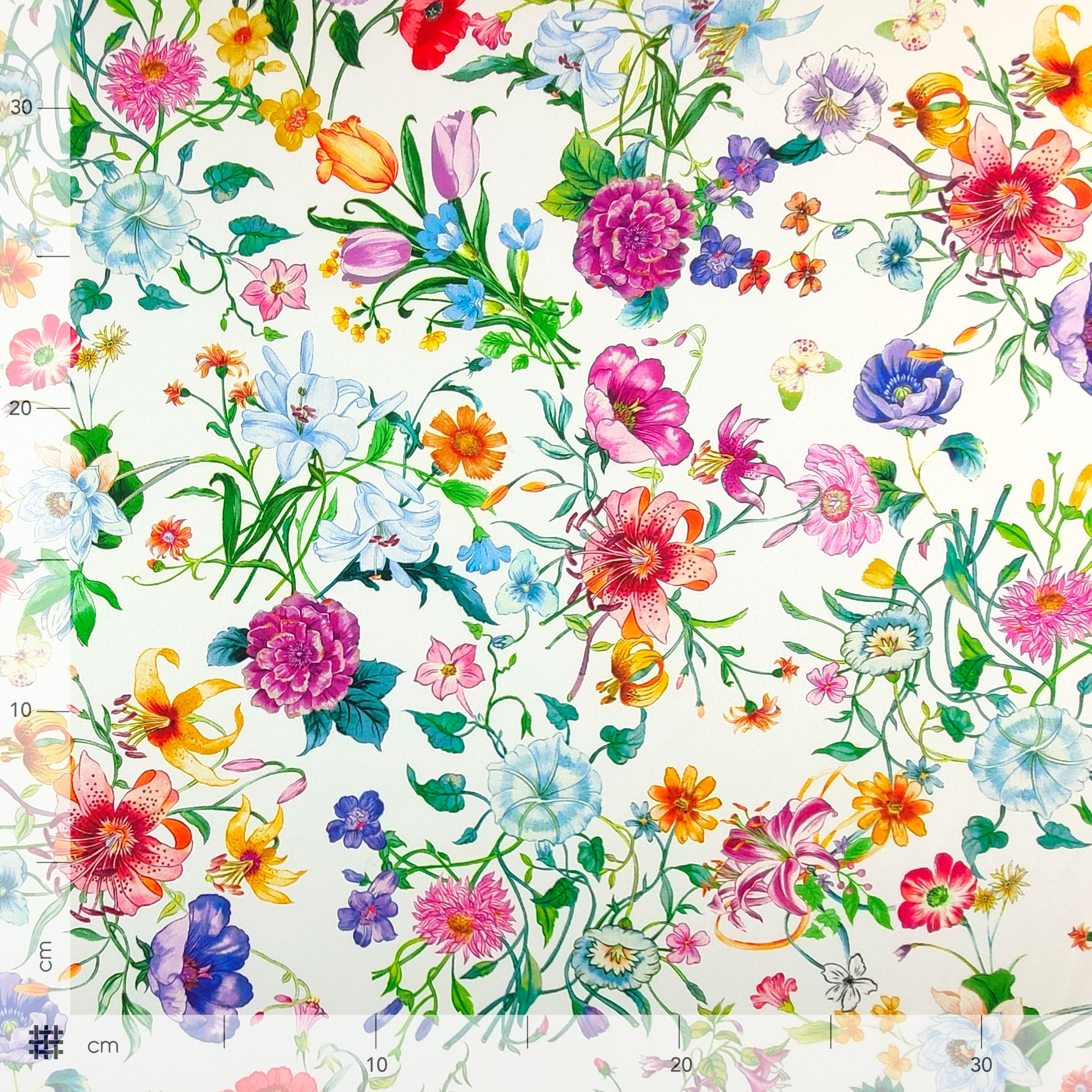 Rasetto Elasticizzato Setato Moda Fiori Sfondo Bianco