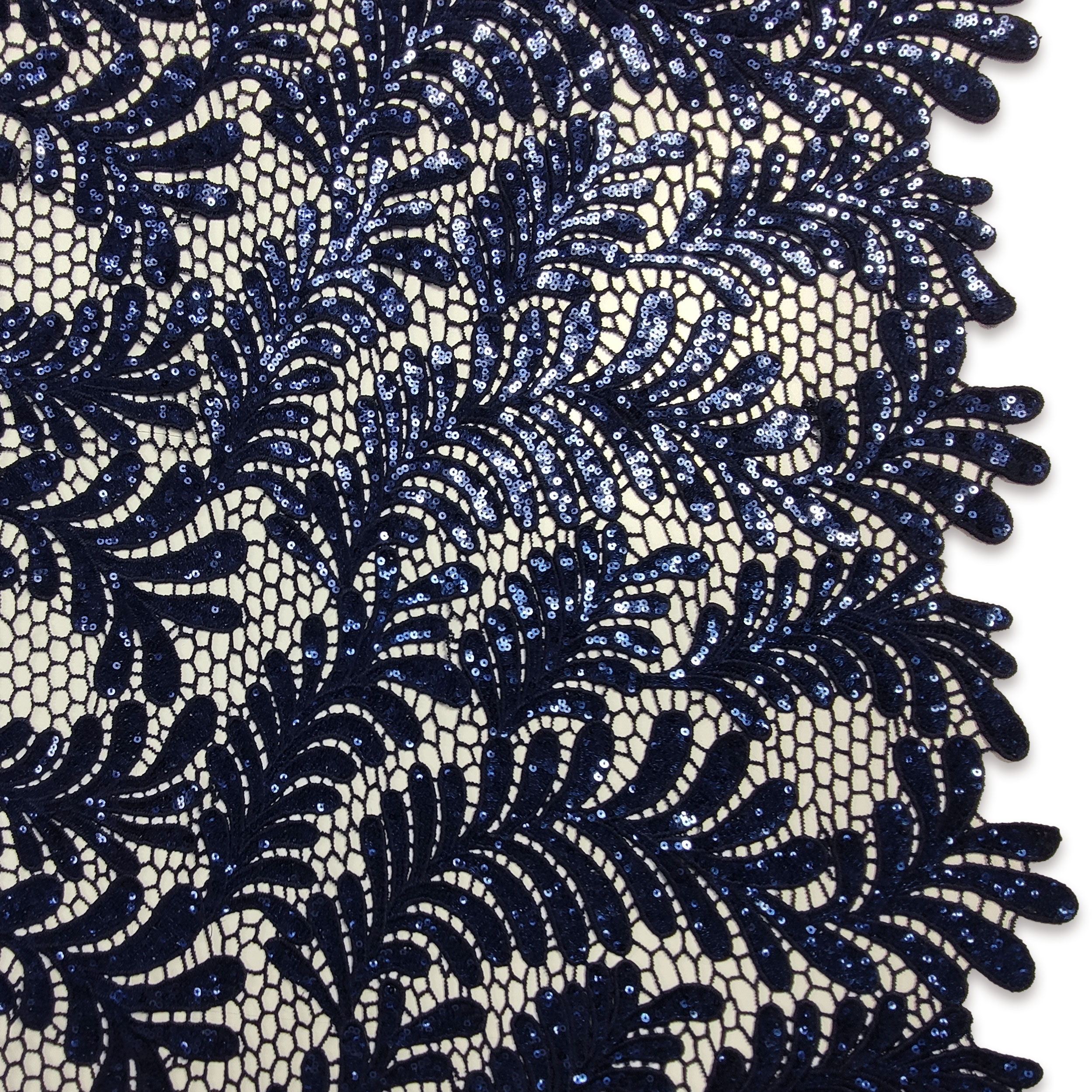 Macramè Doppio Smerlo Paillettes Blu