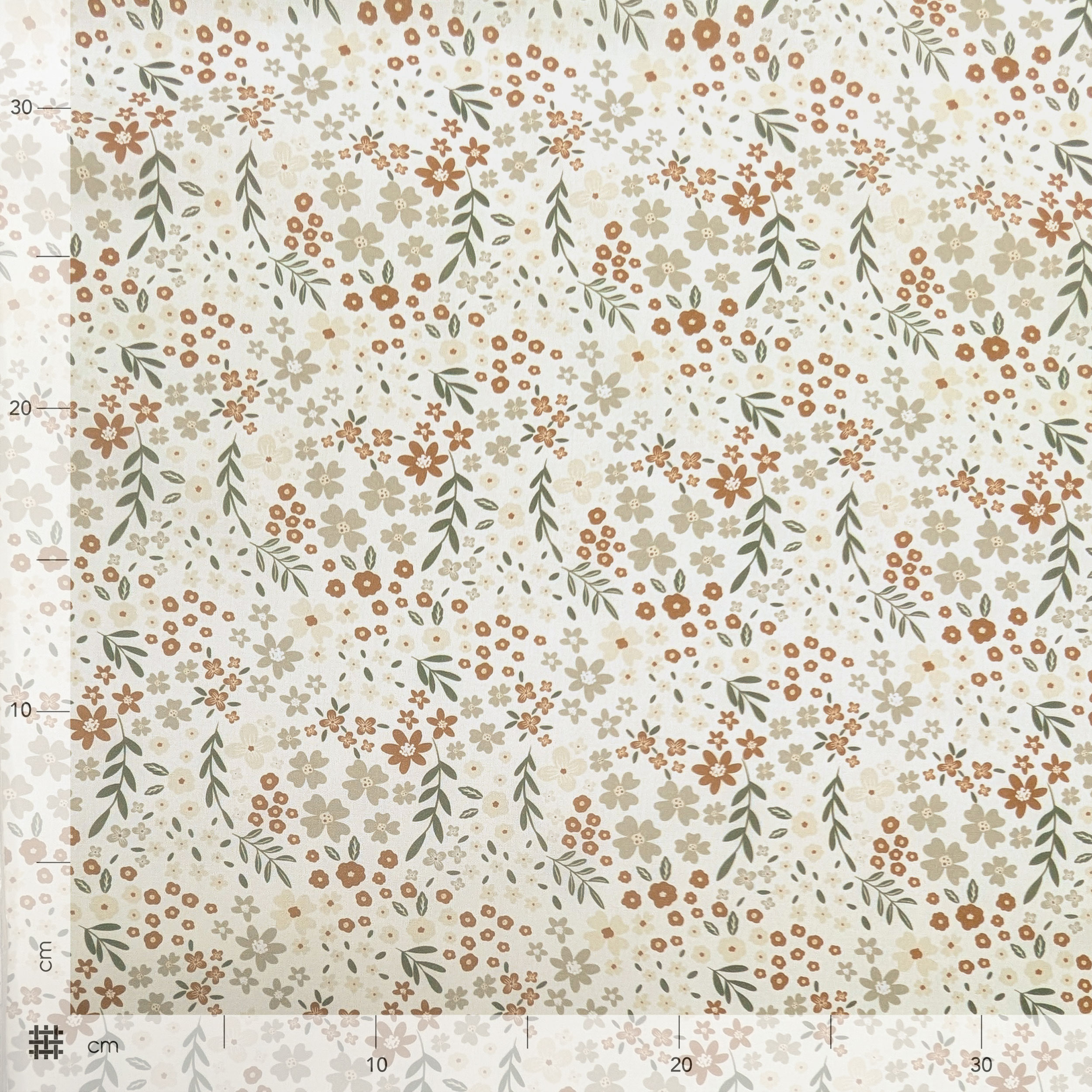 Popeline Cotone Fiorellini Beige e Panna Image