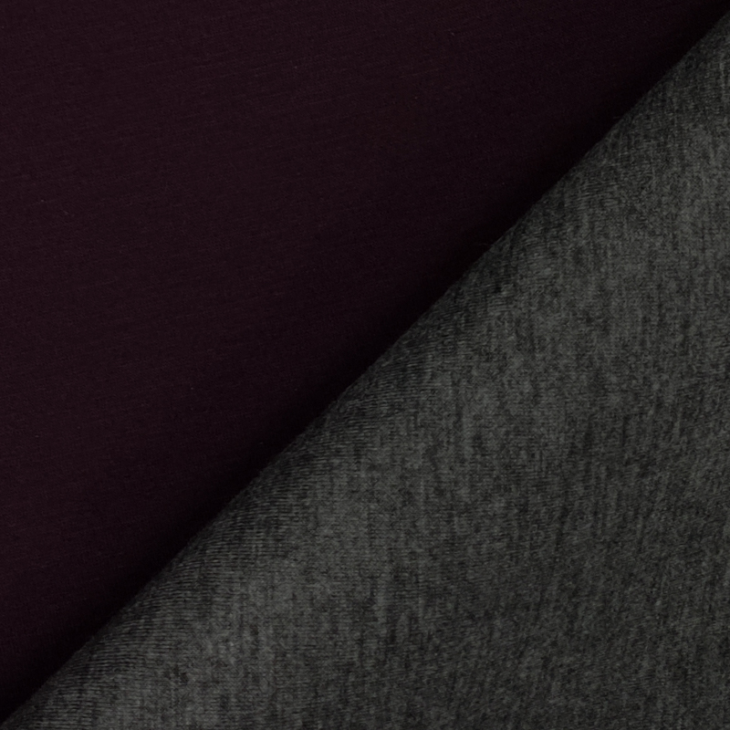 Tessuto Neoprene Bifoderato in Cotone Prugna/Grigio