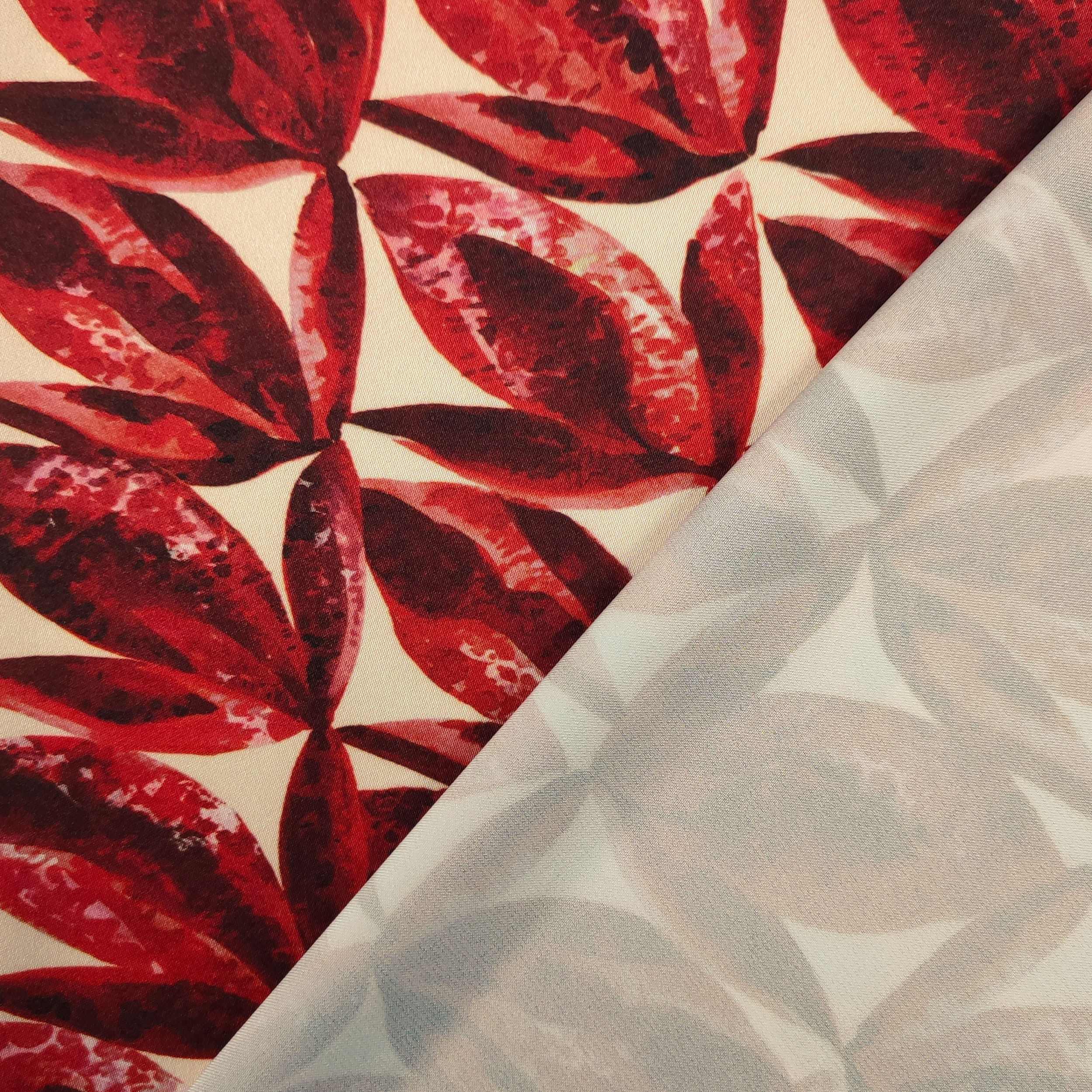 Raso Setato Alta Moda Foliage Rosso