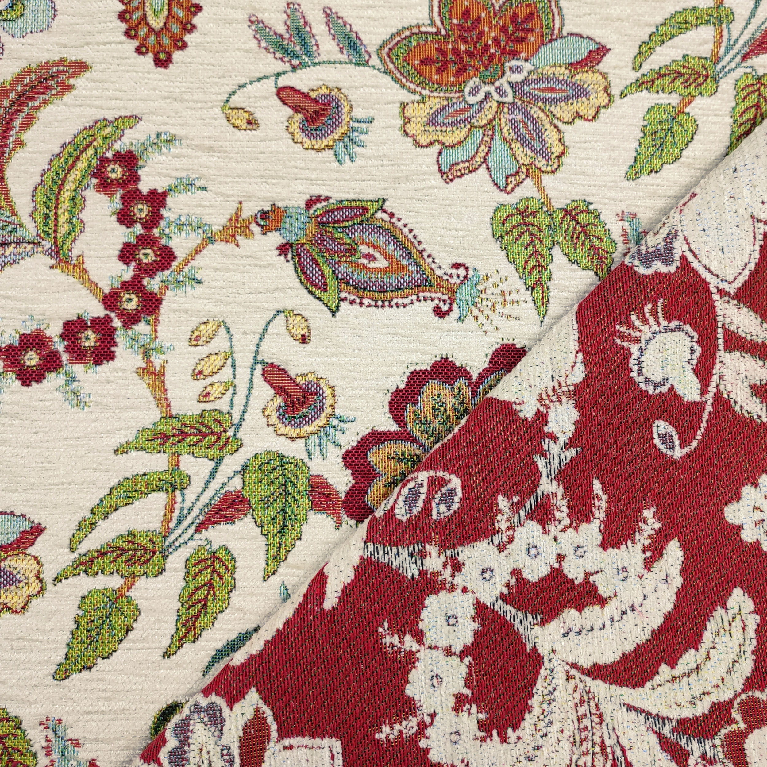 Tessuto Jacquard Floccato Fantasia Floreale