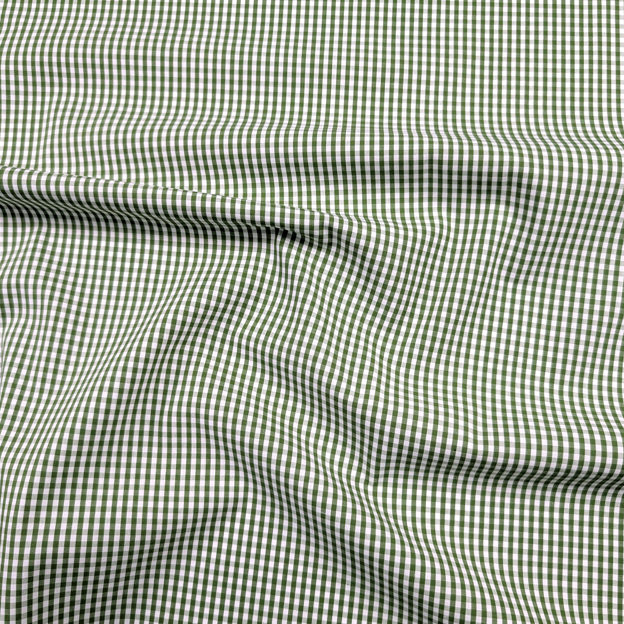 Cotone per Camiceria Quadrettini Verde Image