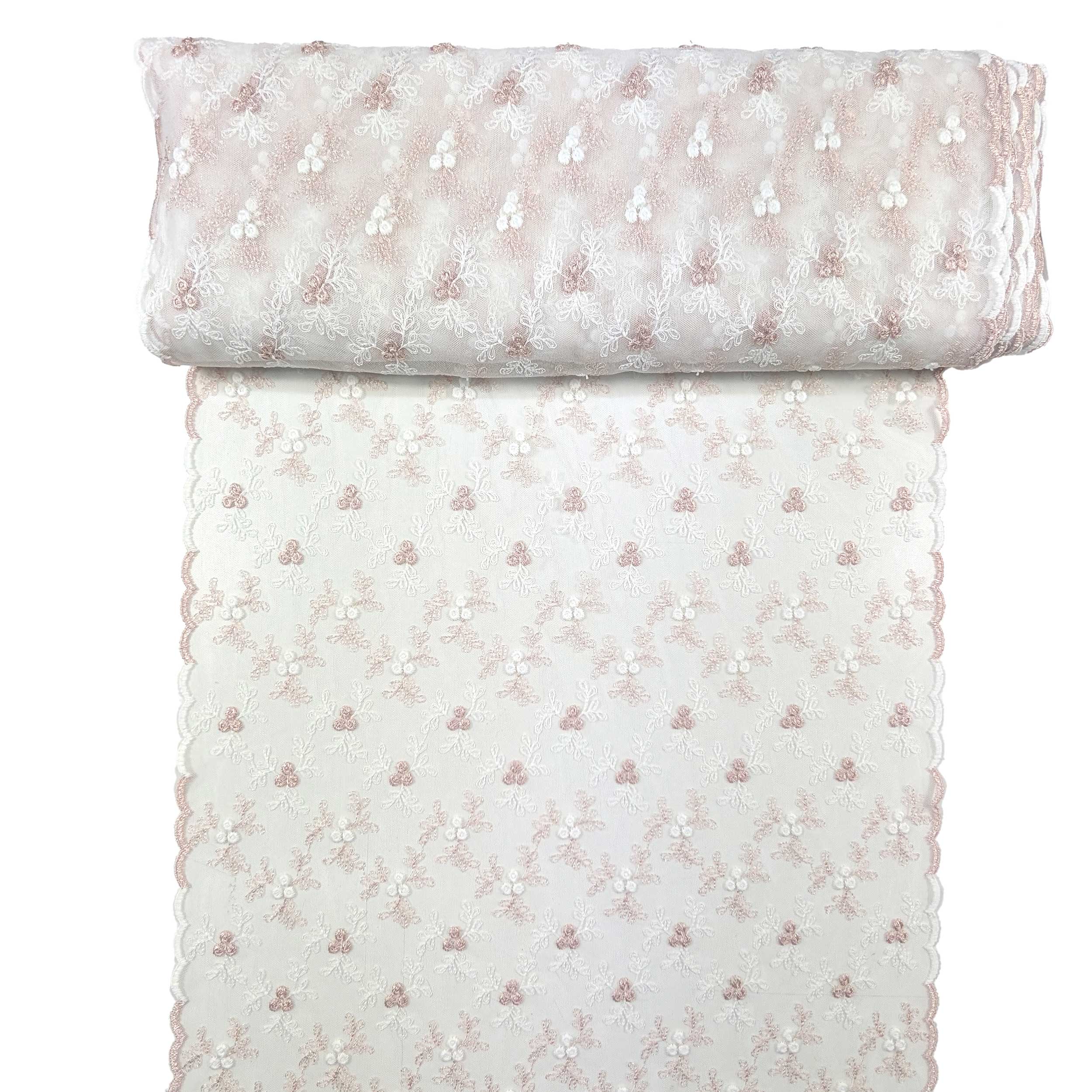 Tessuto Tendino Pizzo Floreale Rosa Image