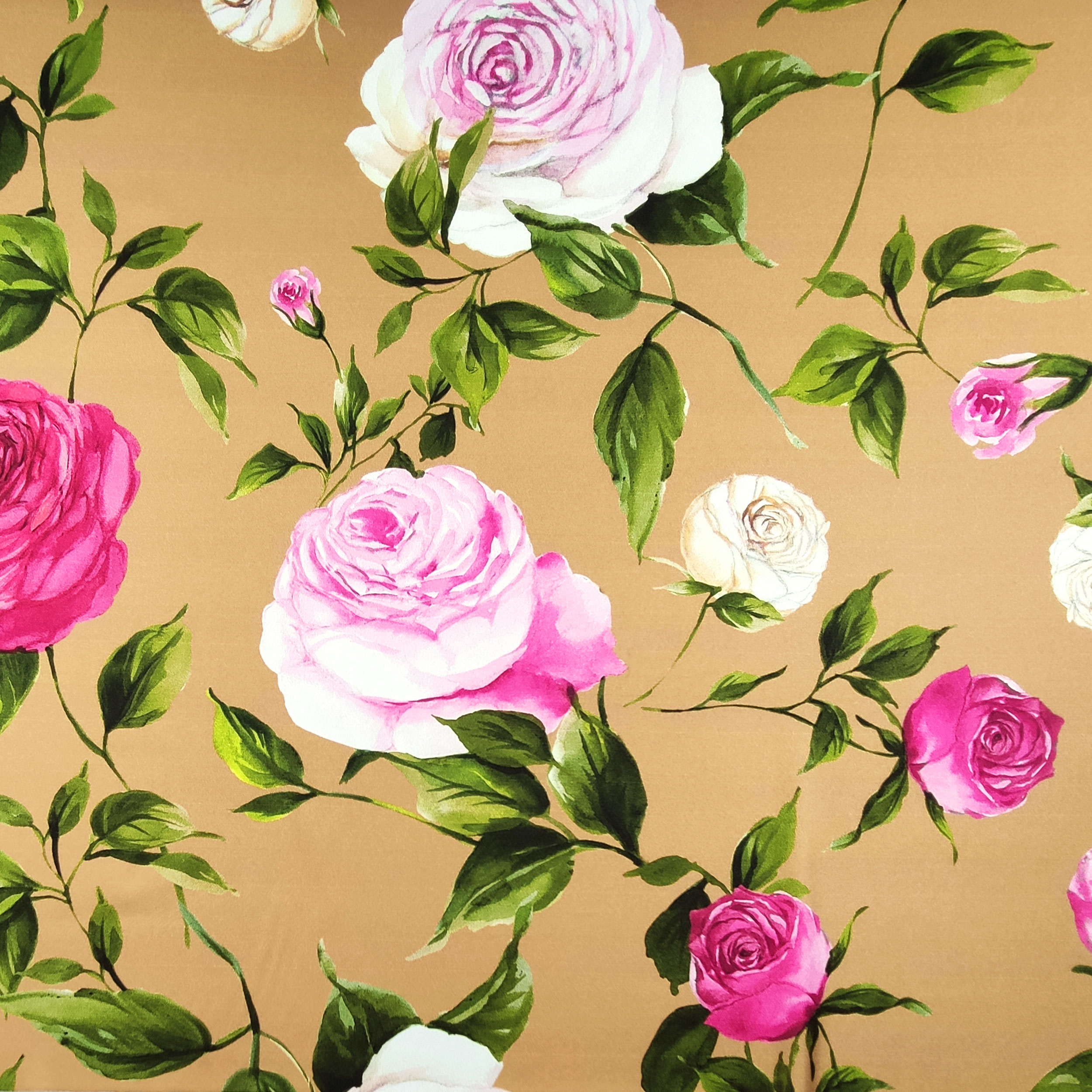 Rasetto Elasticizzato Setato Sfondo Moda Nocciola con Rose