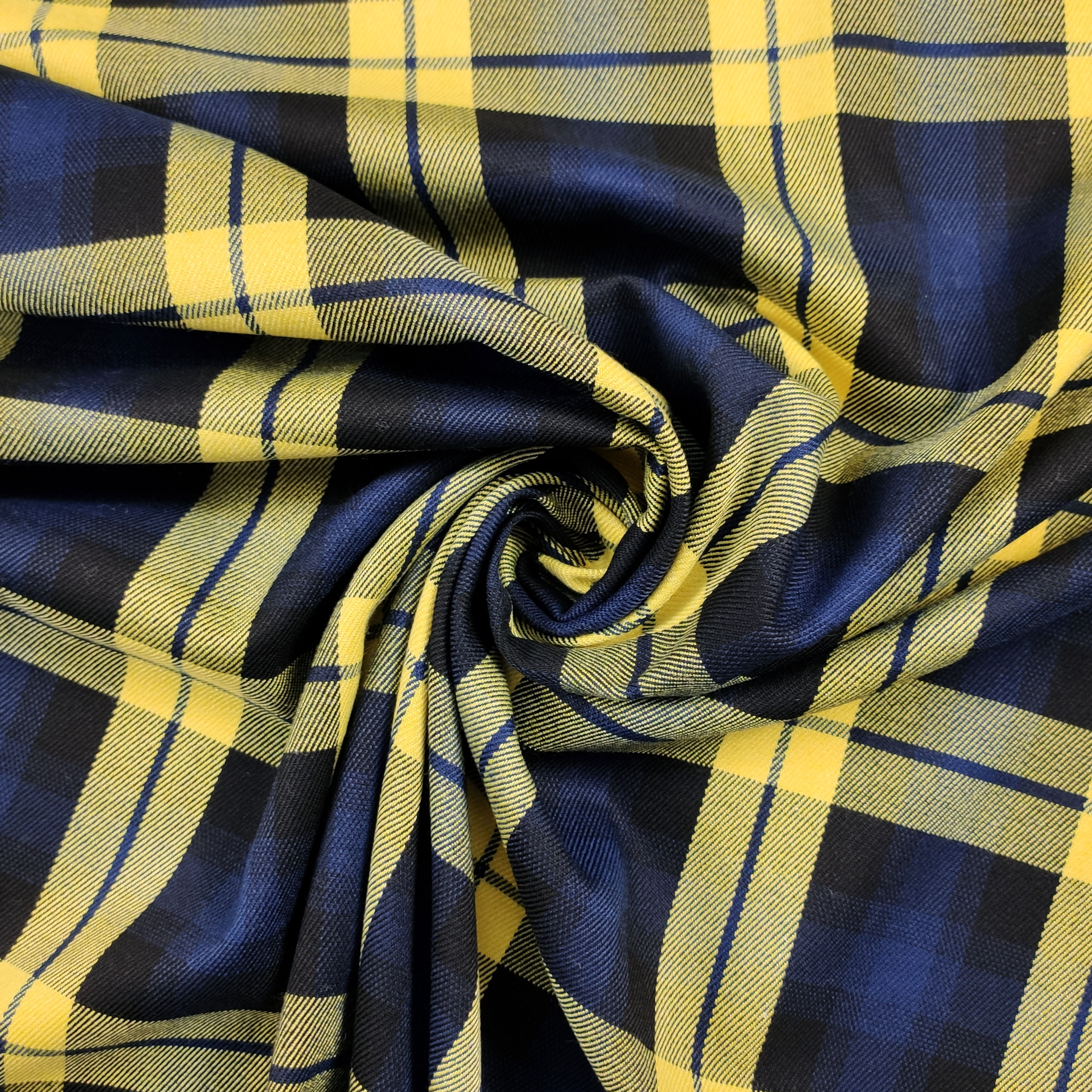 Tessuto Tartan Quadri Blu e Gialli Image