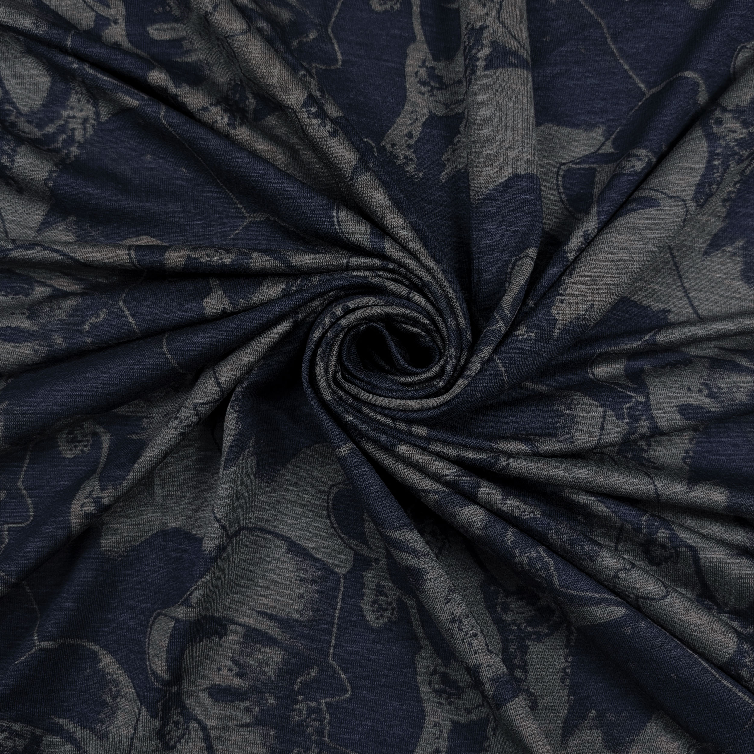 Maglina Cotone Moda Grigio Melange e Blu Image