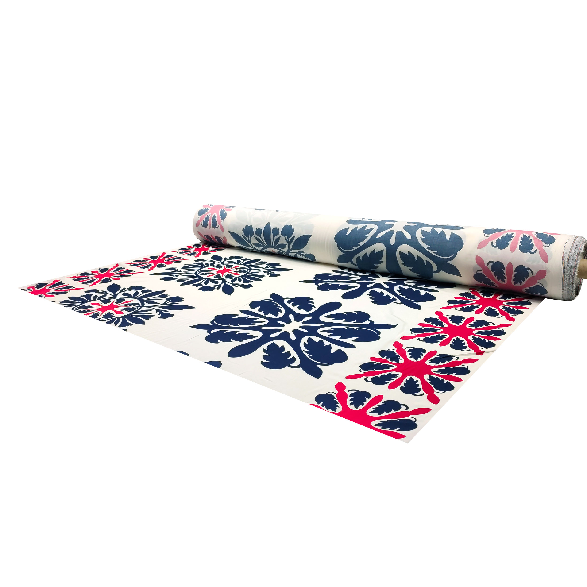 Tessuto Cotone Fantasia Arabesc Blu e Rosso