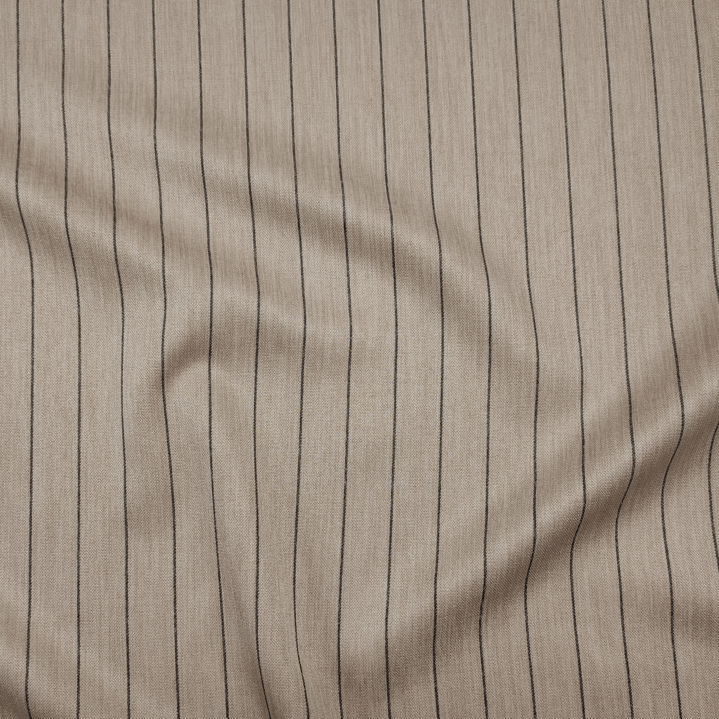 Tessuto Elasticizzato Gessato Lino Beige