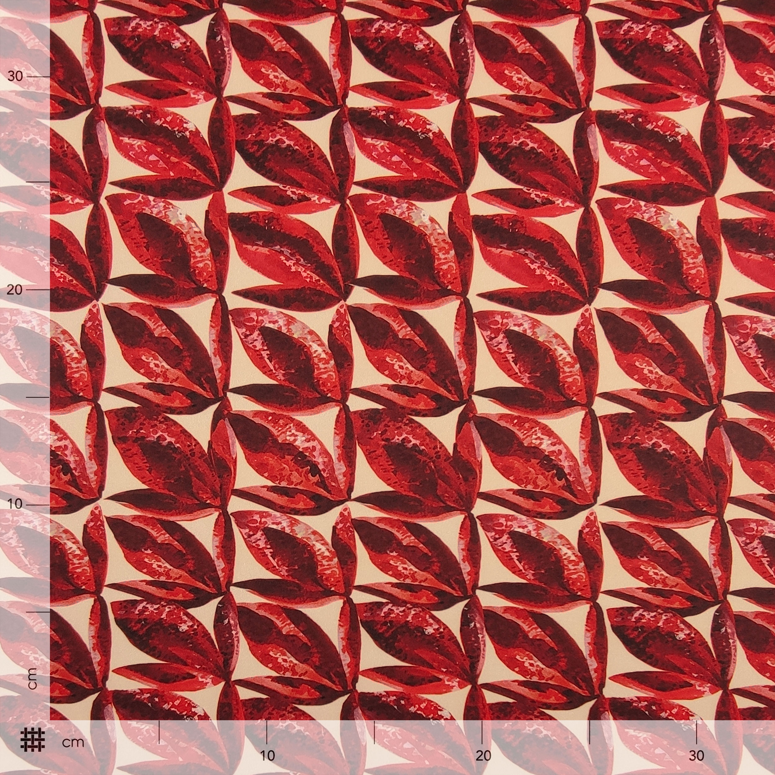 Raso Setato Alta Moda Foliage Rosso