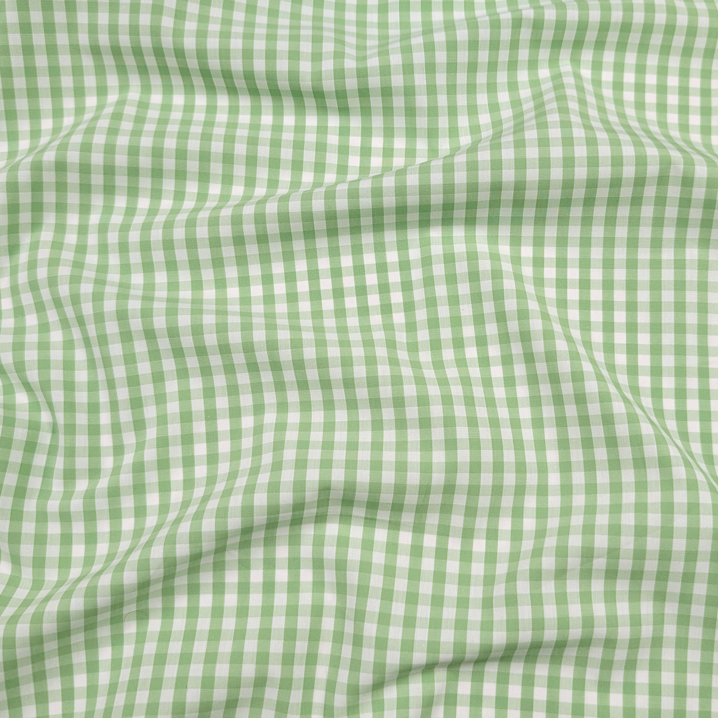 Cotone per Camiceria Quadretti Verde Chiaro Image