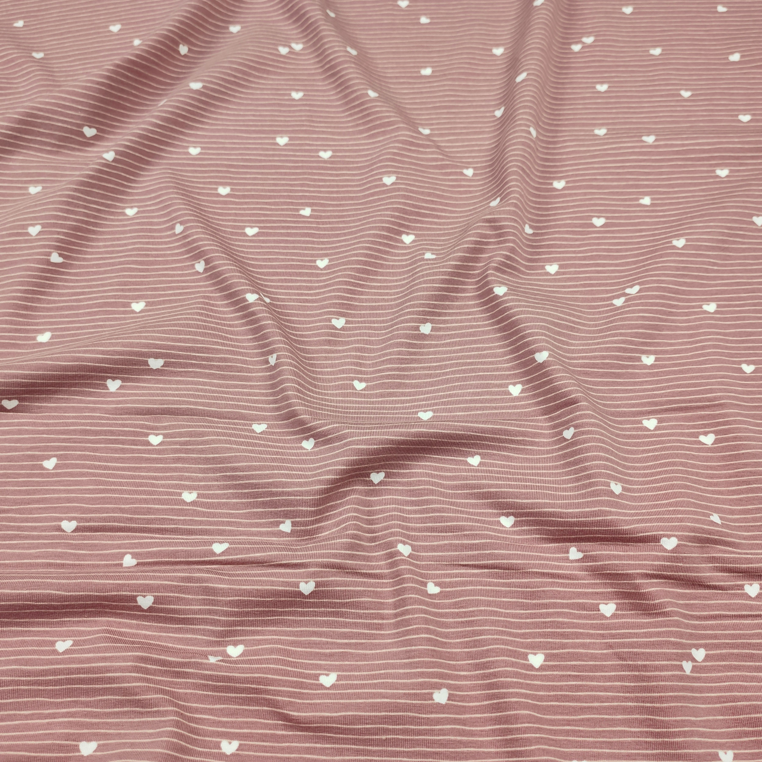 Maglina Cotone Cuoricini e Righe Sfondo Rosa Antico Image