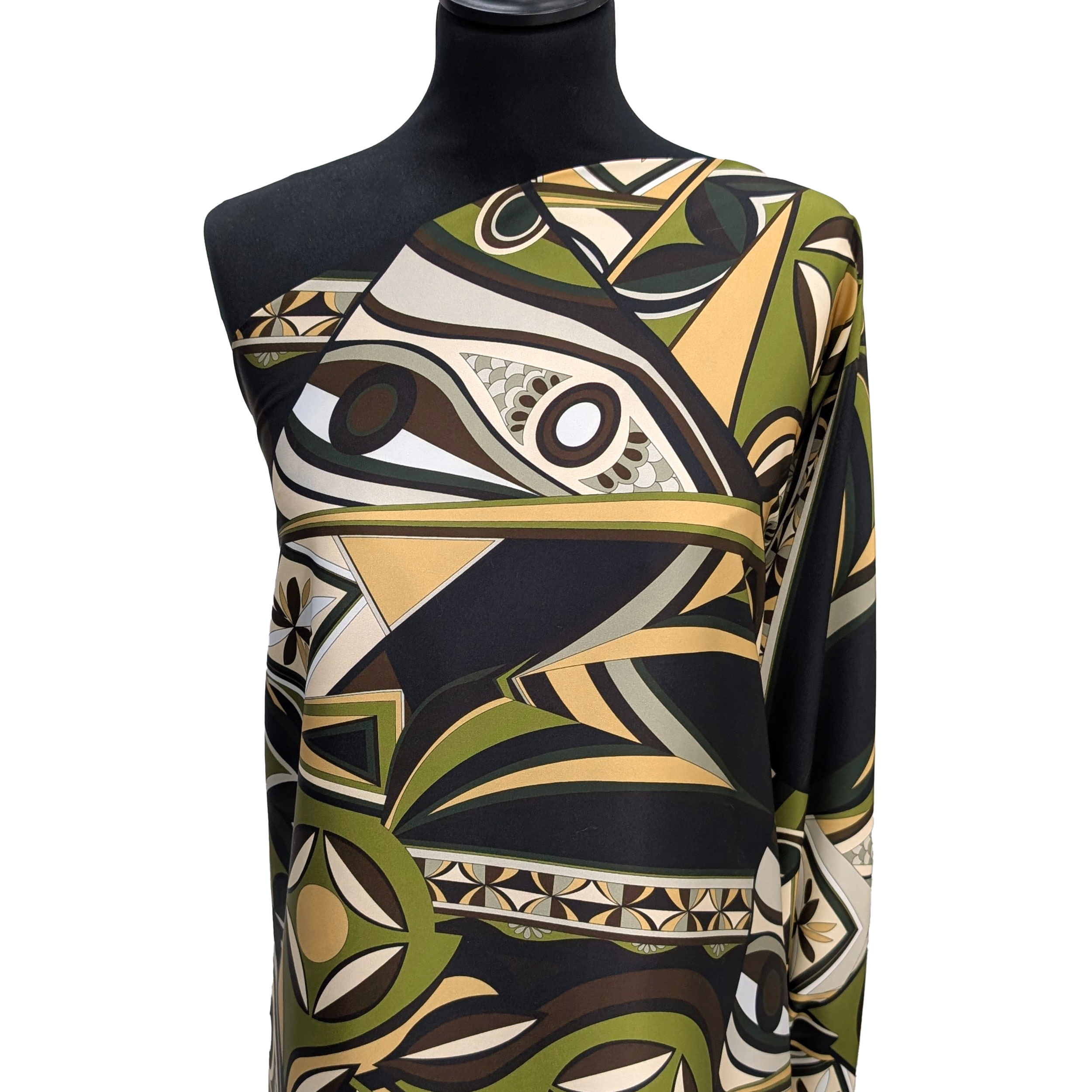 Raso Setato Alta Moda Fantasia Verde Marrone Image