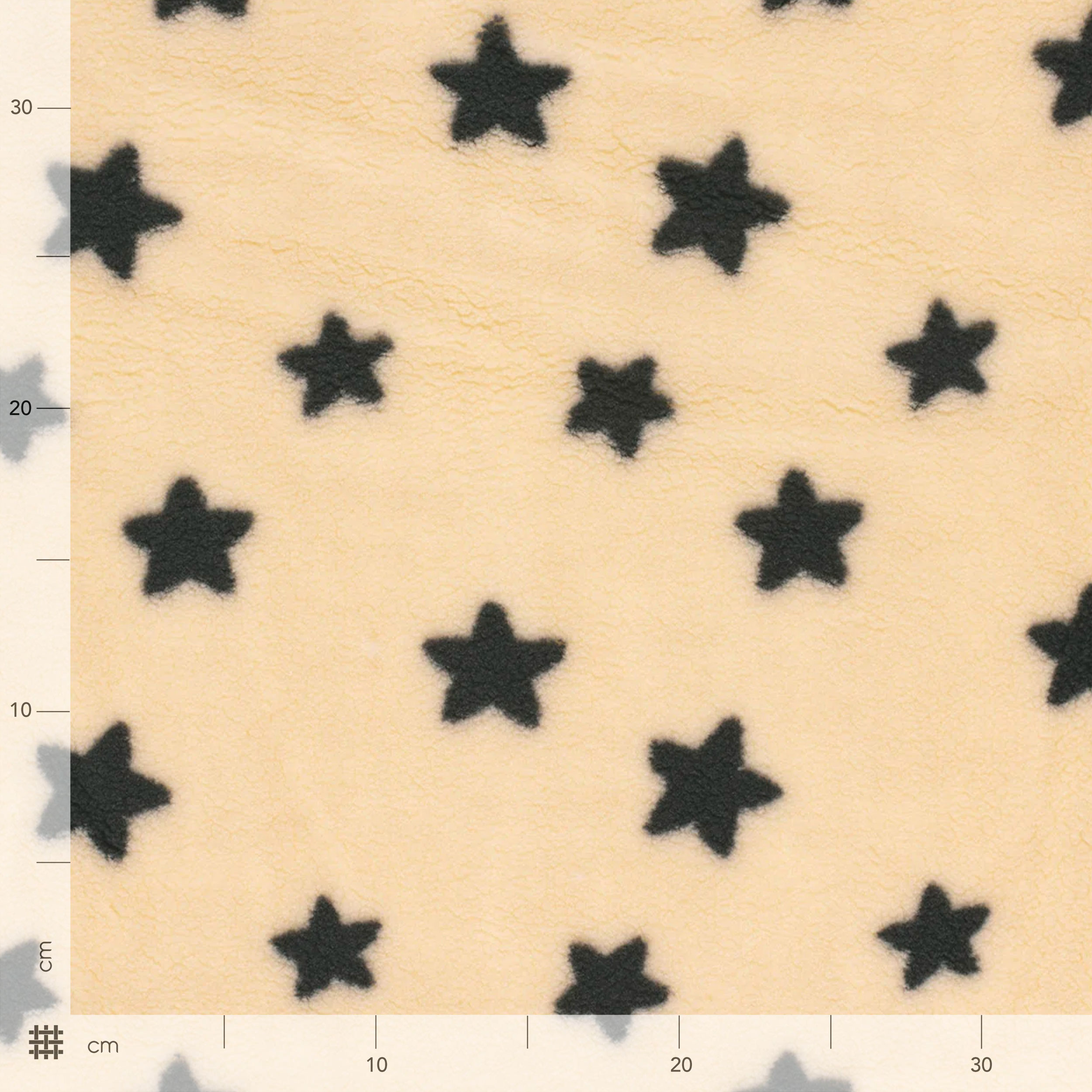 Tessuto Sherpa Beige Stelle Nere
