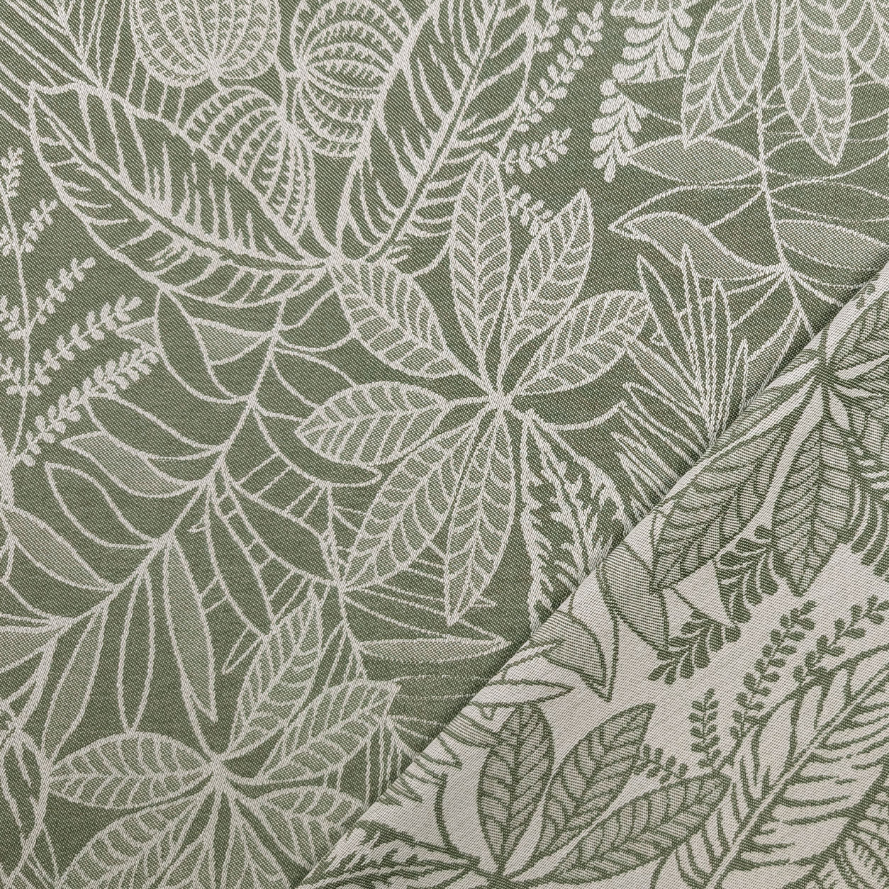 Jacquard Foglie Sfondo Verde H 280 cm Image