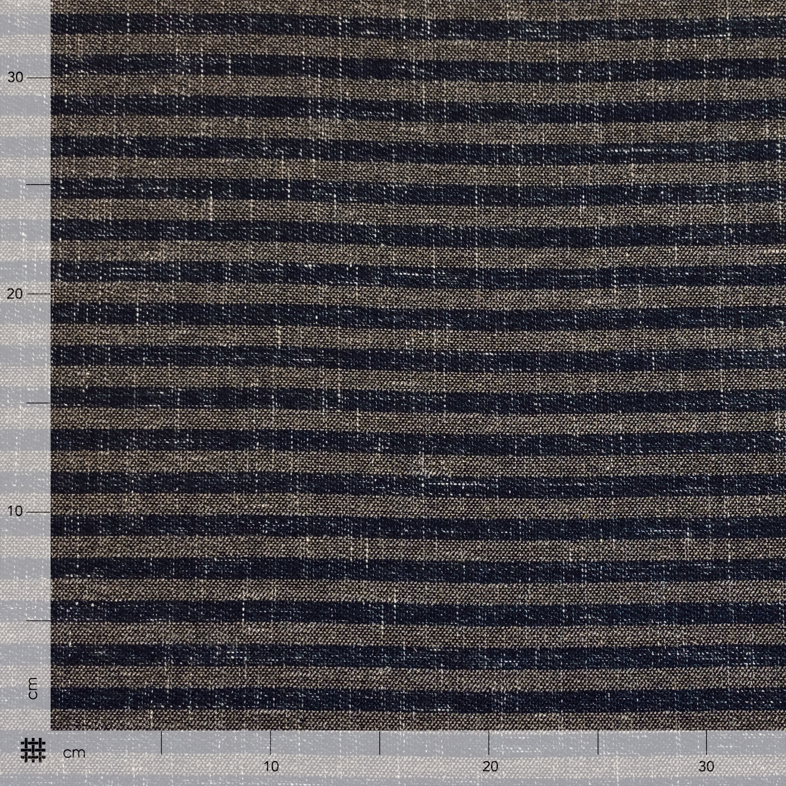 Tessuto Cotone Lino Riga Blu