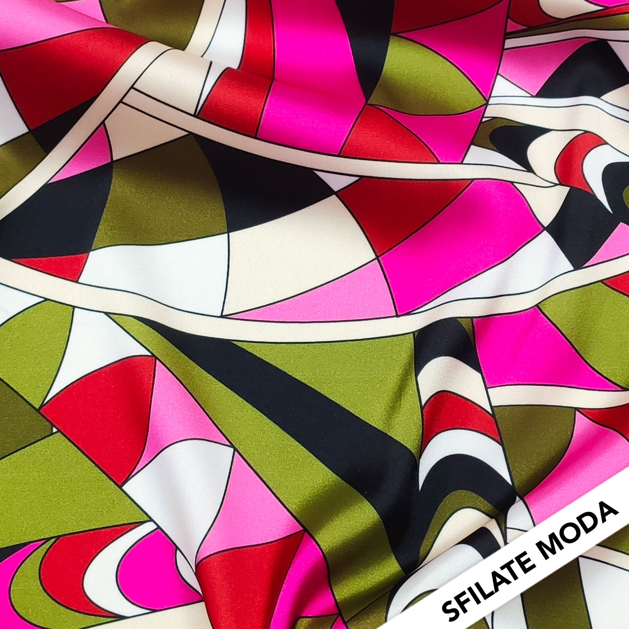 Rasetto Elasticizzato Setato Moda Fantasia Astratta Fuxia