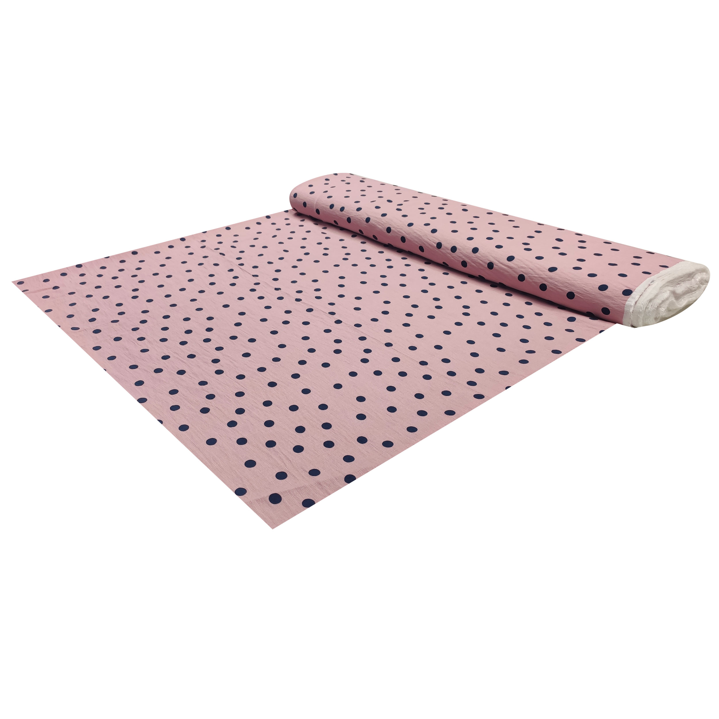 Tessuto Crêpe Viscosa Rosa con Pois
