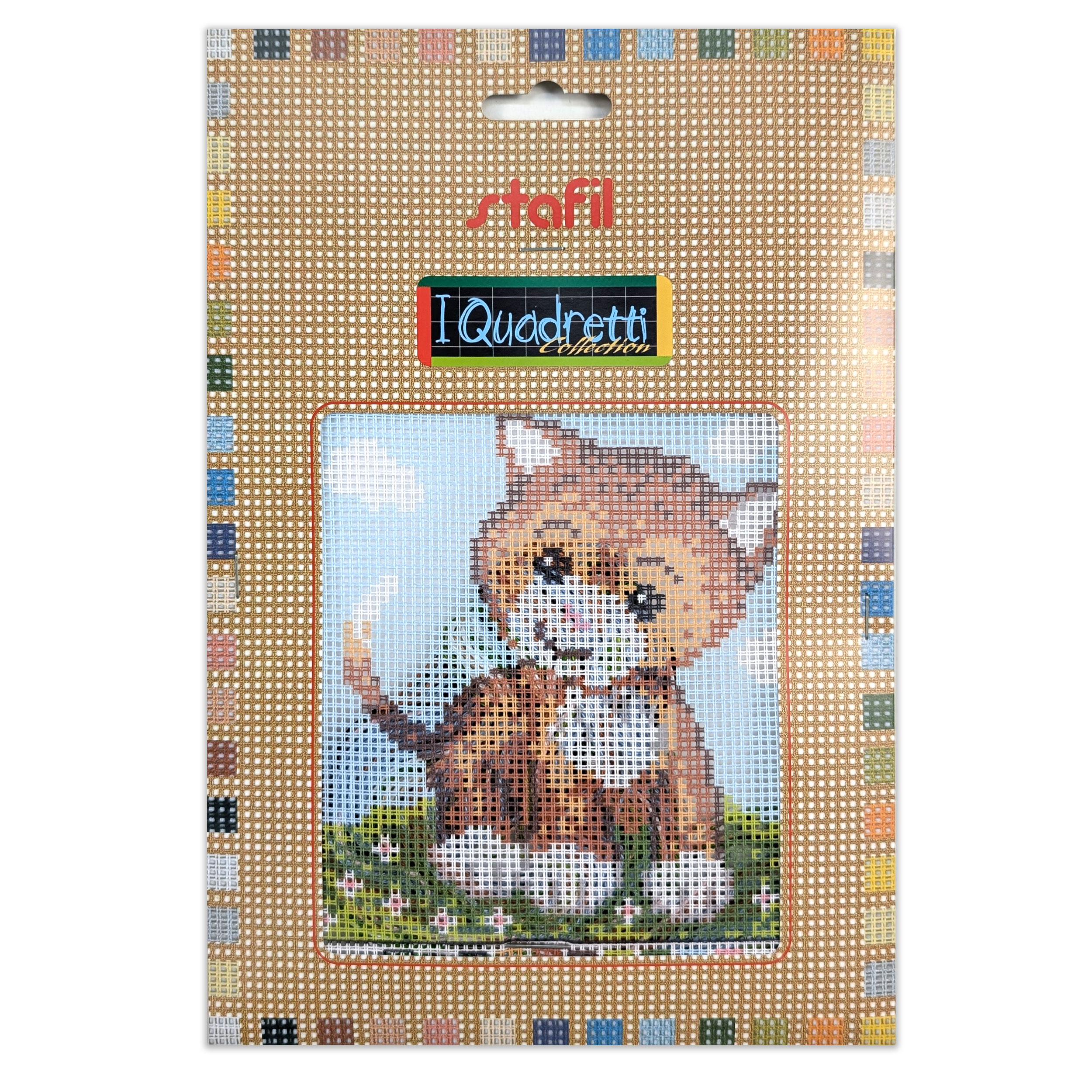 Set Mezzo Punto Croce "i Quadretti" Gatto Rosso Image