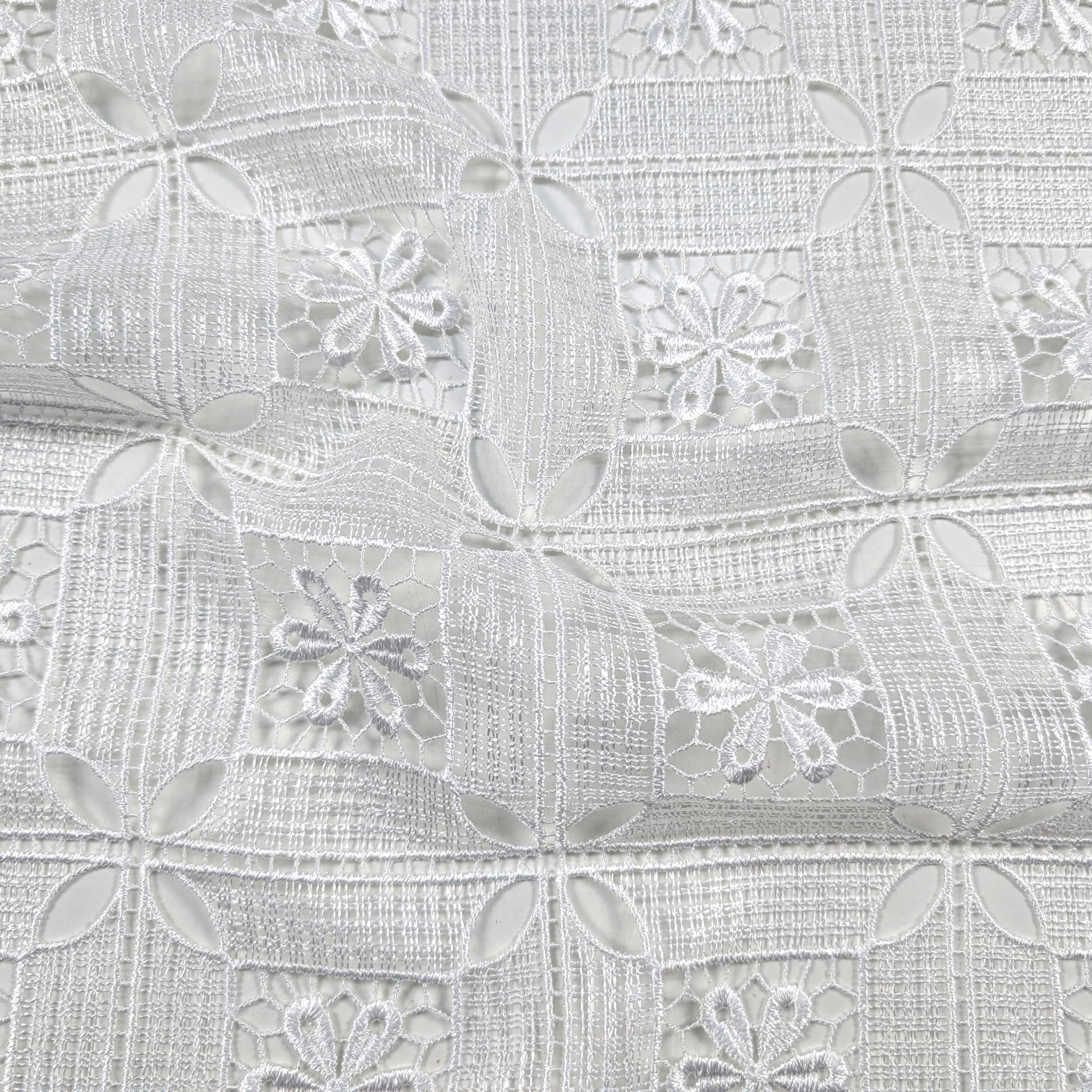 Tessuto Tendino Pizzo Modulare Fiori Bianco Image