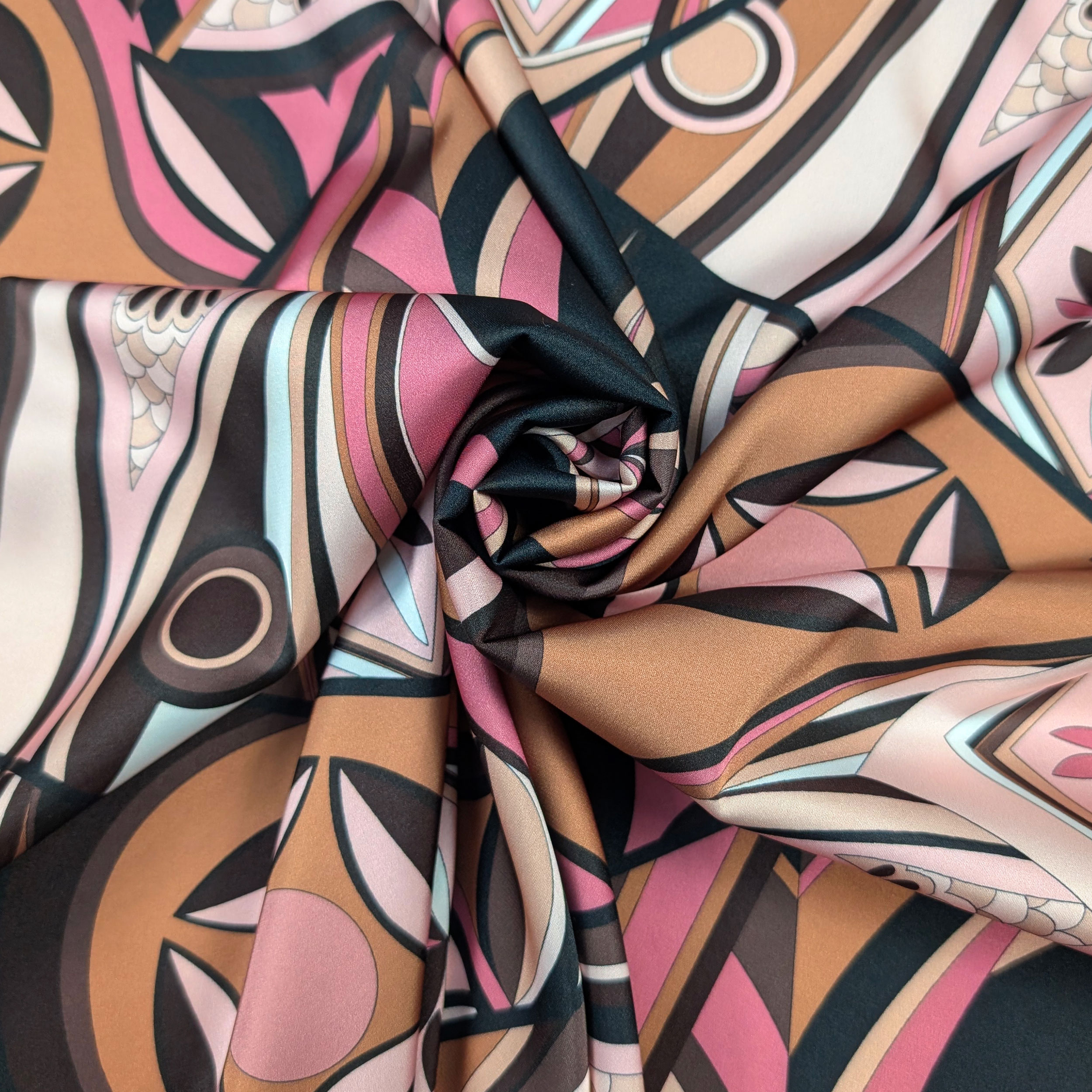 Raso Setato Alta Moda Fantasia Rosa Marrone Image