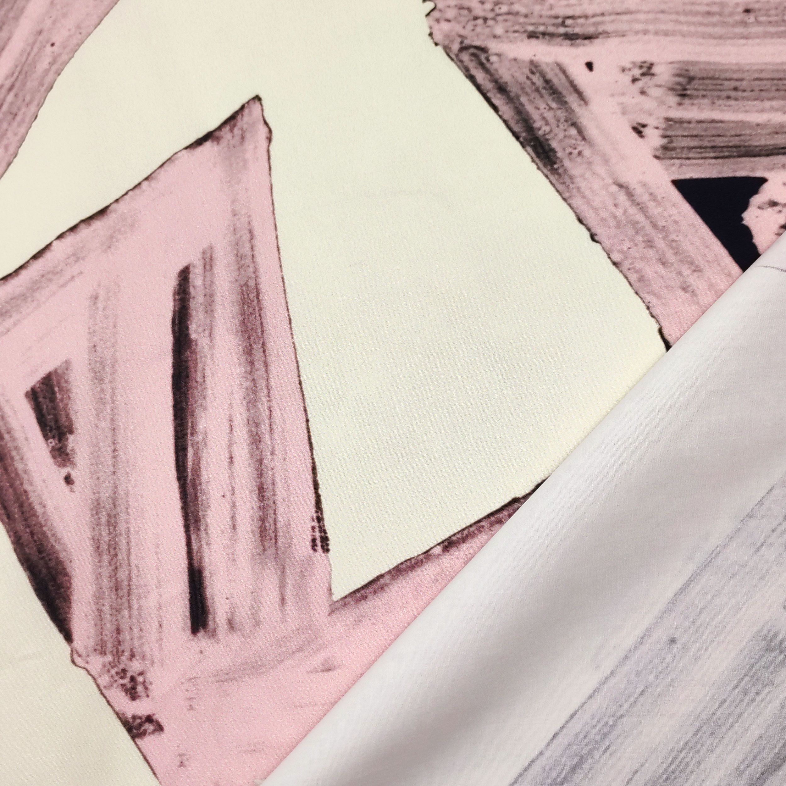 Rasatello Cotone Fantasia Astratta Geometrica Rosa