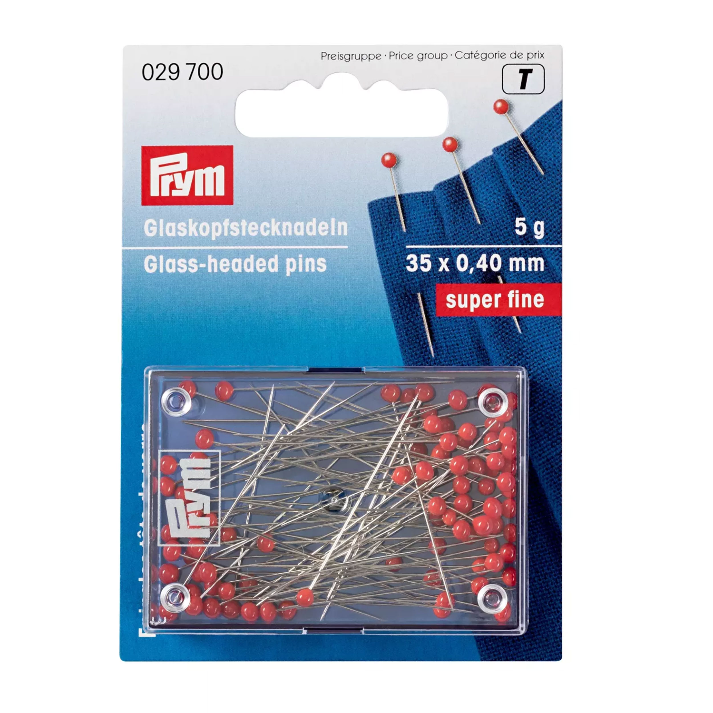 Spilli Super Fini Prym Testa Vetro Rosso Image