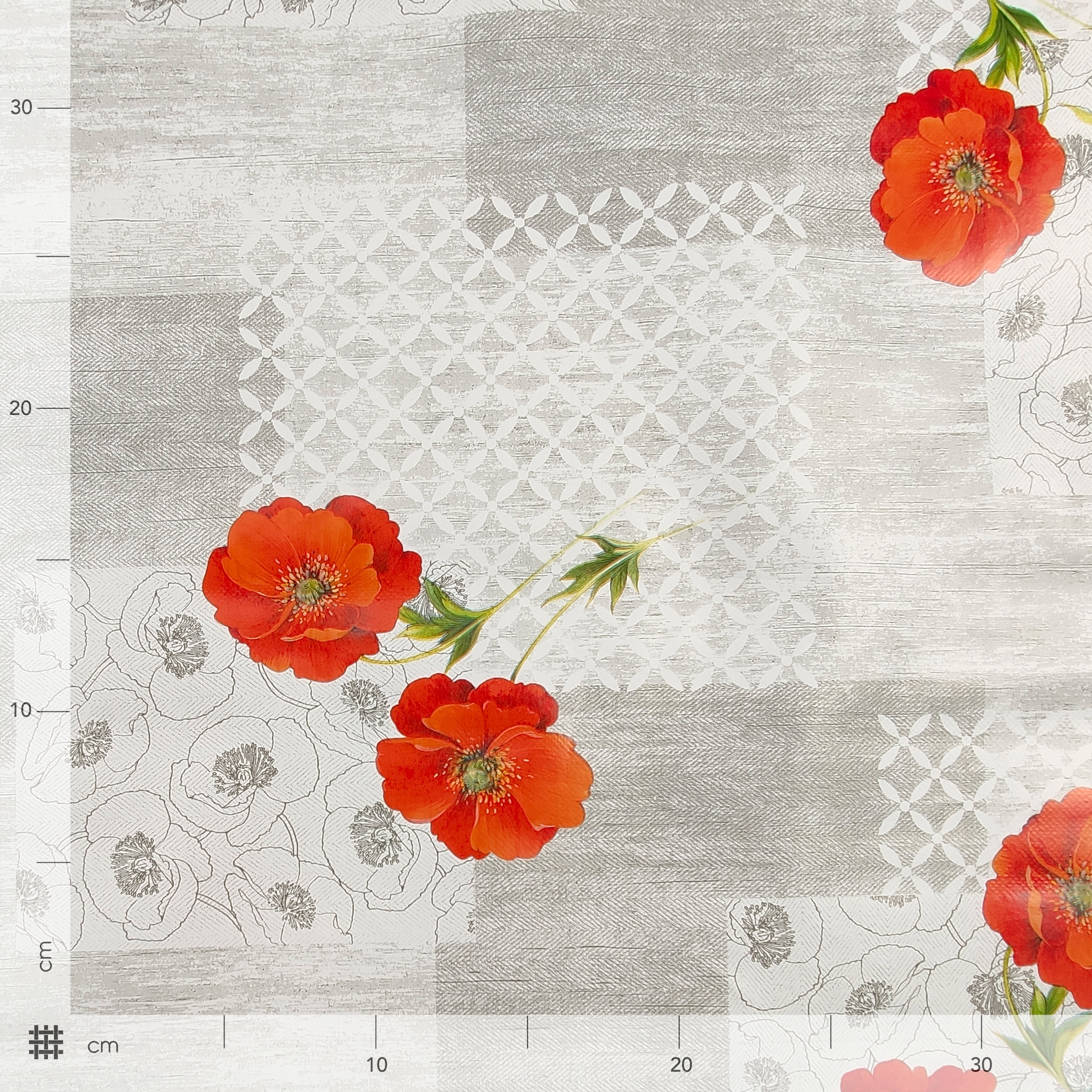 Tessuto per Tovaglia Cerata Papaveri Patchwork