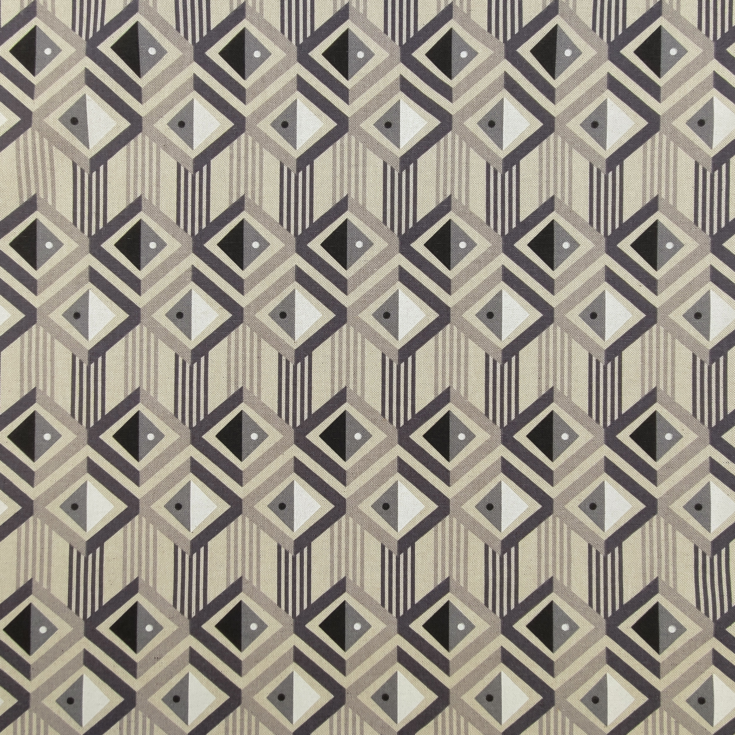 Ritaglio Tessuto Panama Geometria Toni del Grigio 50x145 cm