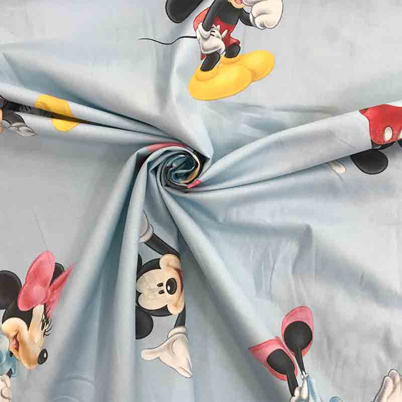 Tessuto Cotone Disney Topolino e Minnie Azzurro Rosa