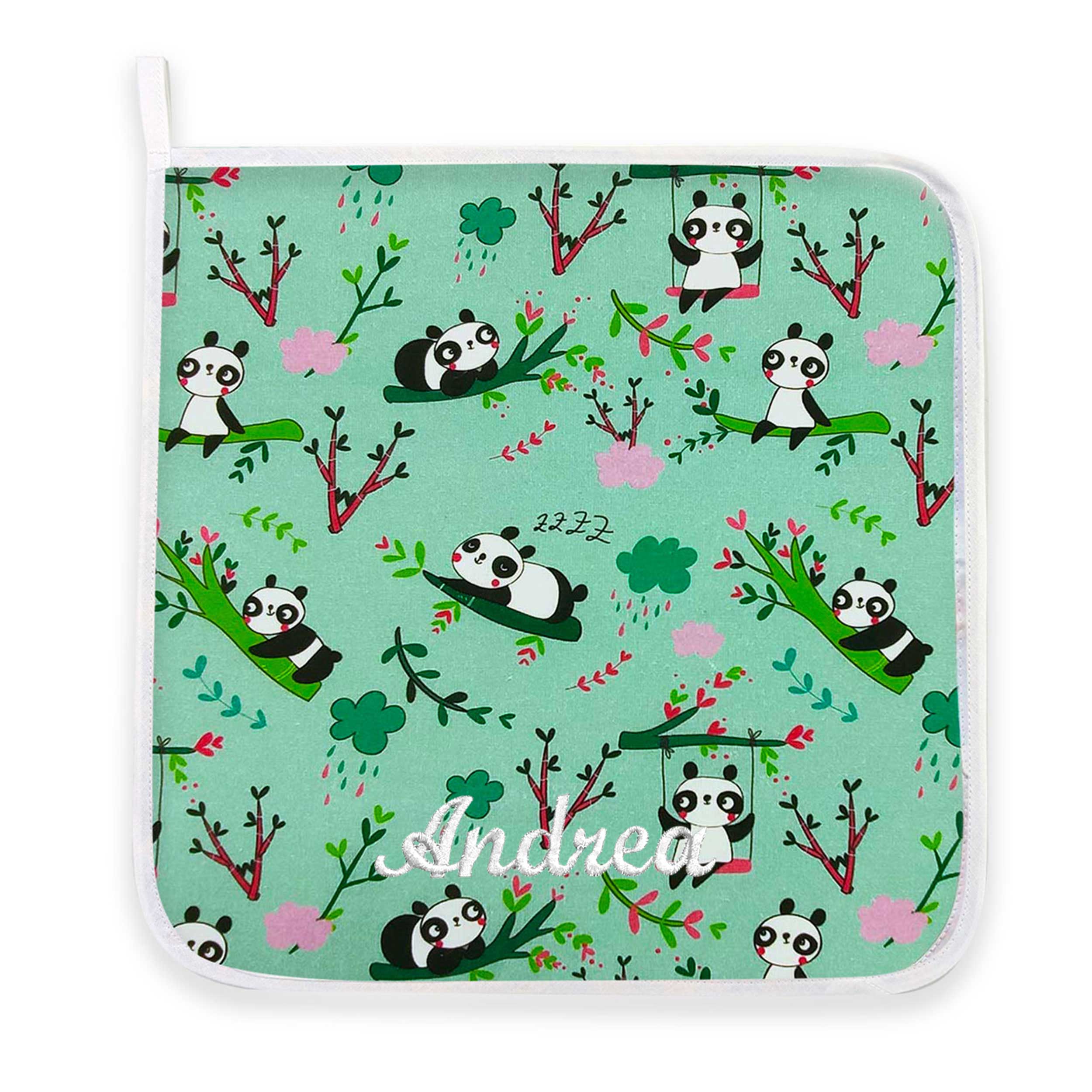 Tovagliolo Fantasia Panda Sfondo Verde Menta Image