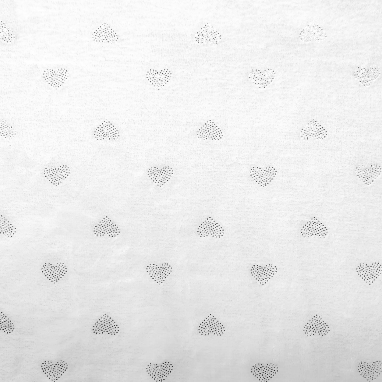 Tessuto di pile bianco cuori strass argento (1)